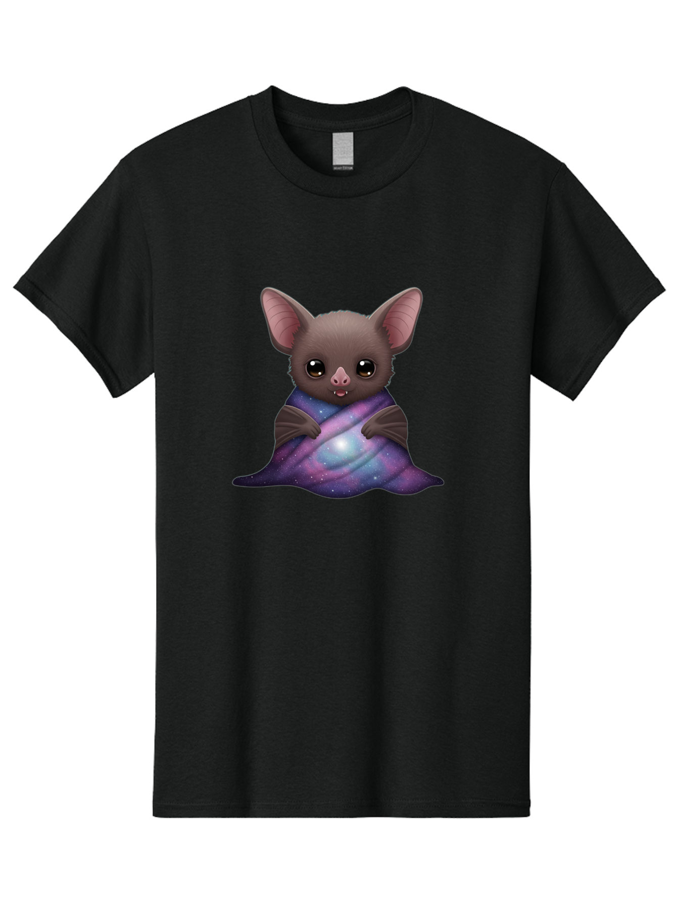 Bat-Wrapped-In-Galaxy-Blanket Men'S Graphic Tee, 100% Cotton, Comfortable Casual Summer Wear, Machine Washable, Vintage Camera, Old Camera, Antique Camera, Black Camera, Classic Photography, Photography Equipment, Nostalgic Device, Bal770
