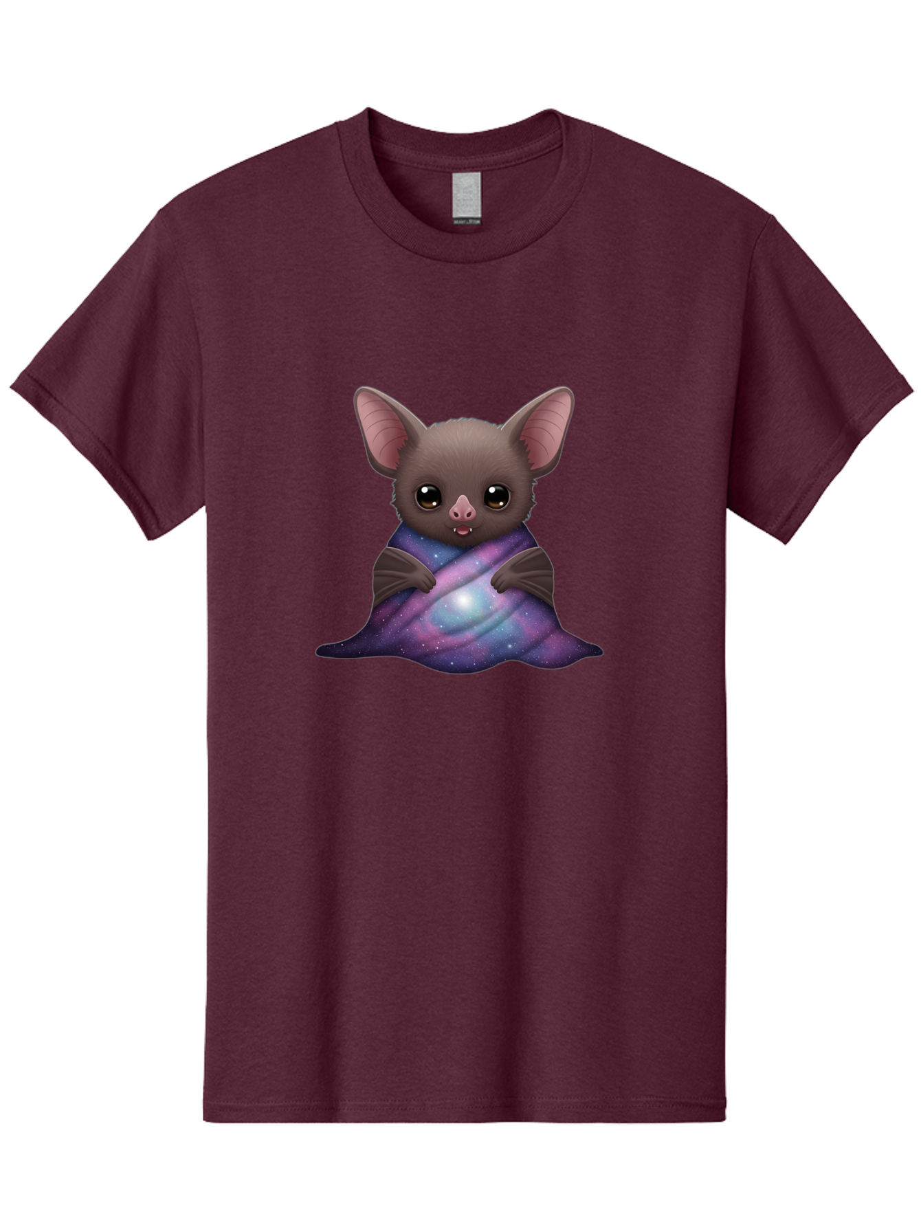 Bat-Wrapped-In-Galaxy-Blanket Men'S Graphic Tee, 100% Cotton, Comfortable Casual Summer Wear, Machine Washable, Vintage Camera, Old Camera, Antique Camera, Black Camera, Classic Photography, Photography Equipment, Nostalgic Device, Bal770