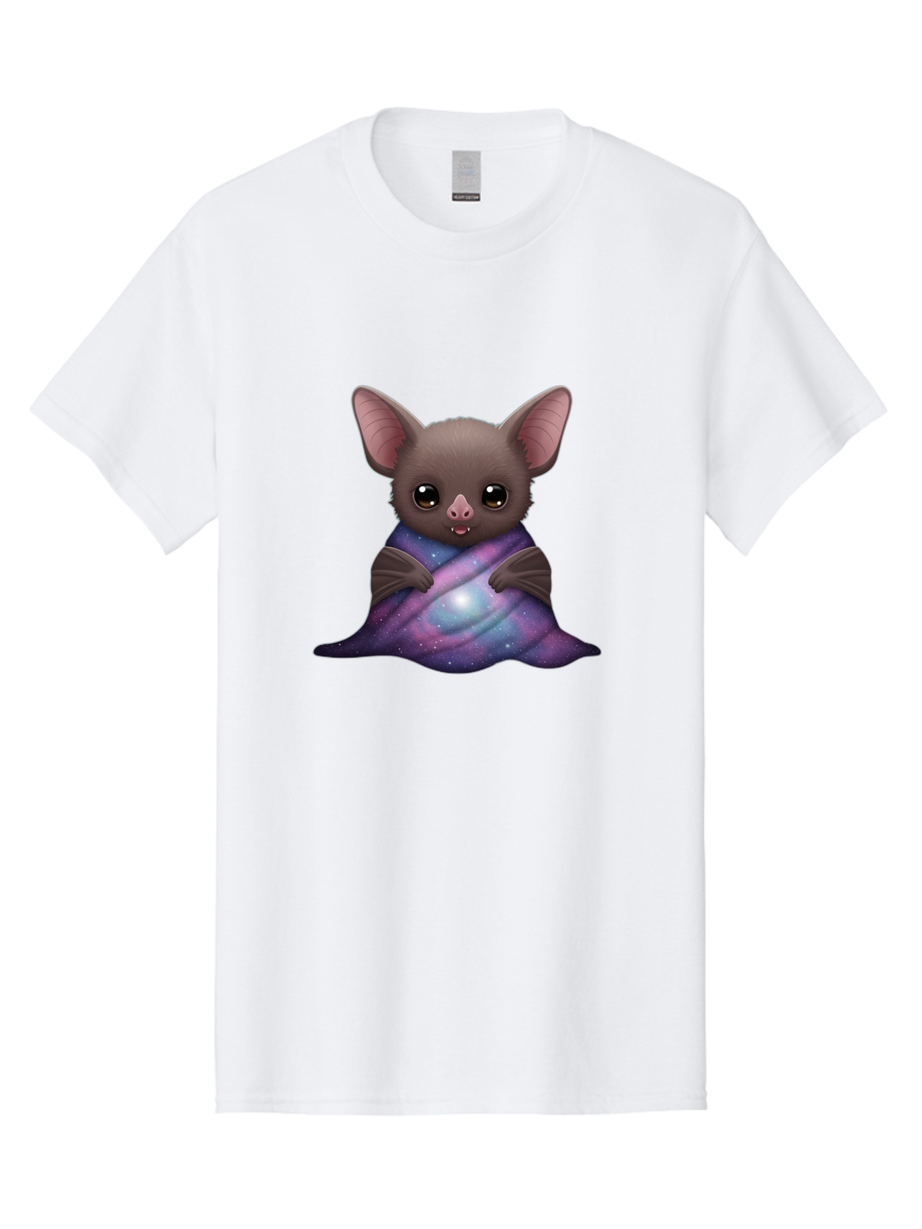 Bat-Wrapped-In-Galaxy-Blanket Men'S Graphic Tee, 100% Cotton, Comfortable Casual Summer Wear, Machine Washable, Vintage Camera, Old Camera, Antique Camera, Black Camera, Classic Photography, Photography Equipment, Nostalgic Device, Bal770
