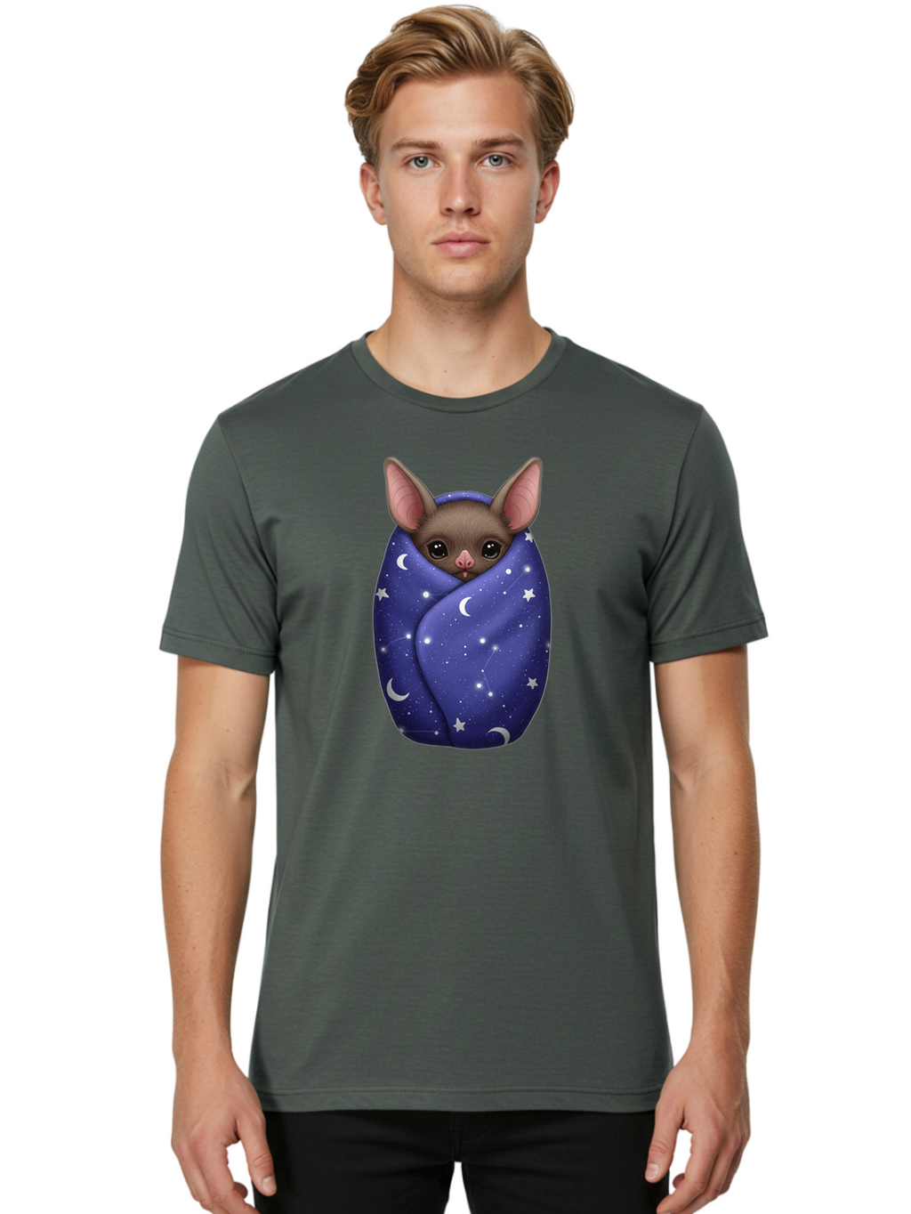 Bat-Wrapped-In-Stars Men'S Graphic Tee, 100% Cotton, Comfortable Casual Summer Wear, Machine Washable, Vintage Camera, Old Camera, Antique Camera, Black Camera, Classic Photography, Photography Equipment, Nostalgic Device, Film Camera, Bal771