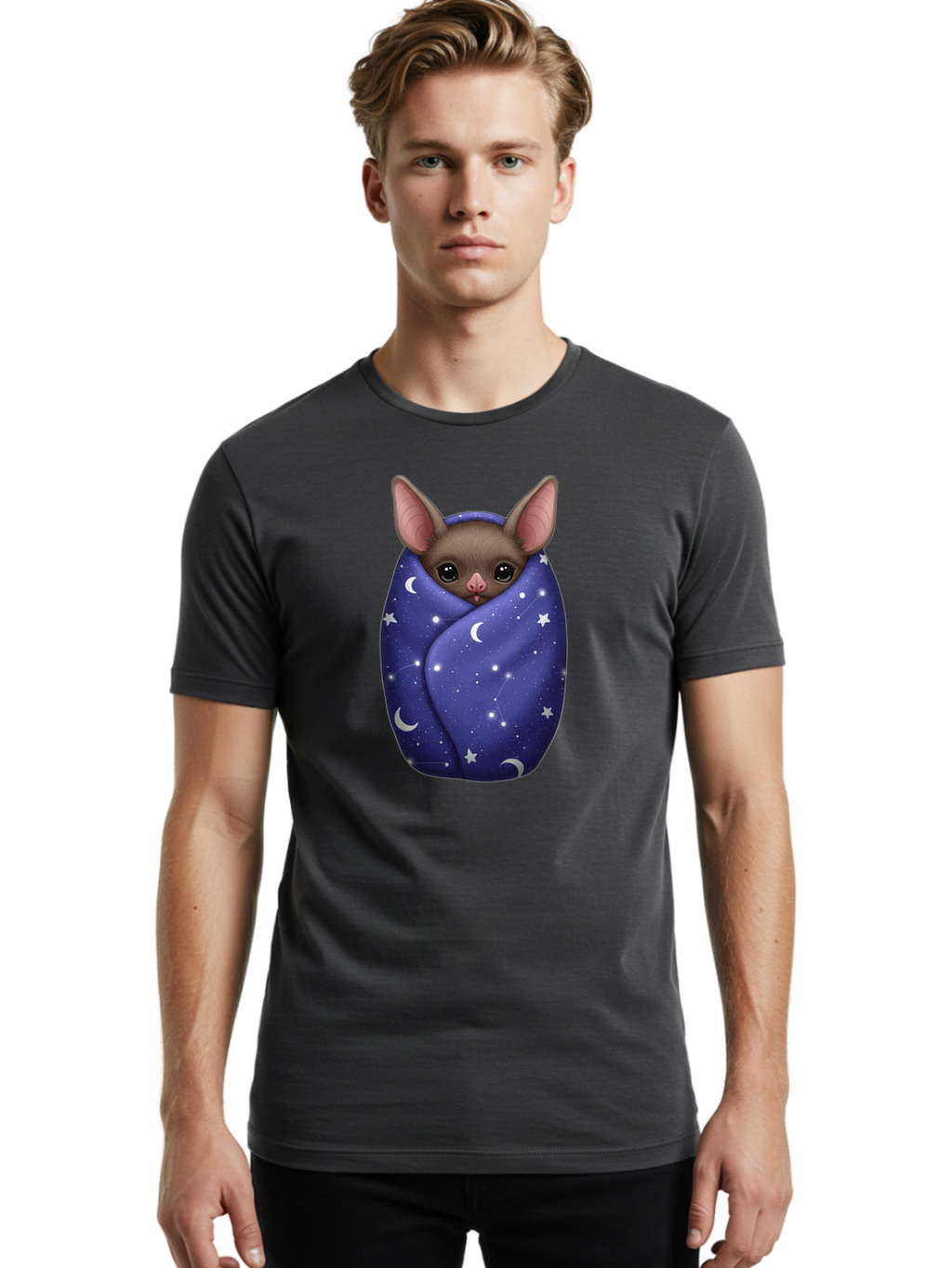 Bat-Wrapped-In-Stars Men'S Graphic Tee, 100% Cotton, Comfortable Casual Summer Wear, Machine Washable, Vintage Camera, Old Camera, Antique Camera, Black Camera, Classic Photography, Photography Equipment, Nostalgic Device, Film Camera, Bal771