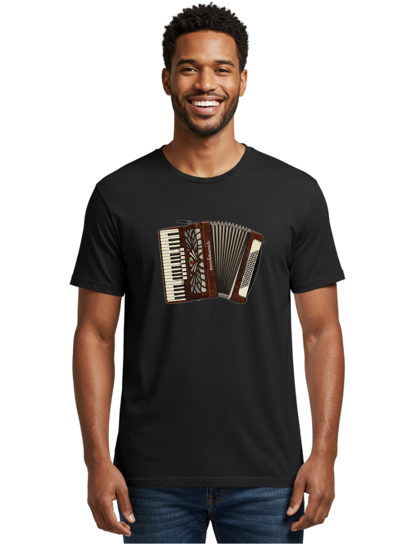 Bavaria-Accordian Men'S Graphic Tee, 100% Cotton, Comfortable Casual Summer Wear, Machine Washable, Vintage Camera, Old Camera, Antique Camera, Black Camera, Classic Photography, Photography Equipment, Nostalgic Device, Film Camera, Camera Art Bal772