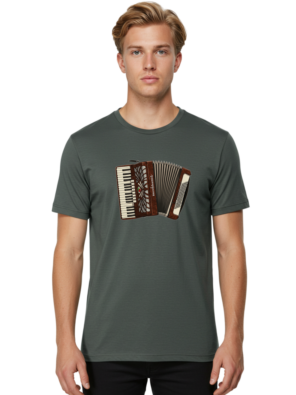 Bavaria-Accordian Men'S Graphic Tee, 100% Cotton, Comfortable Casual Summer Wear, Machine Washable, Vintage Camera, Old Camera, Antique Camera, Black Camera, Classic Photography, Photography Equipment, Nostalgic Device, Film Camera, Camera Art Bal772
