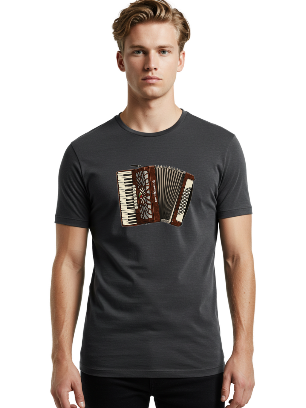 Bavaria-Accordian Men'S Graphic Tee, 100% Cotton, Comfortable Casual Summer Wear, Machine Washable, Vintage Camera, Old Camera, Antique Camera, Black Camera, Classic Photography, Photography Equipment, Nostalgic Device, Film Camera, Camera Art Bal772