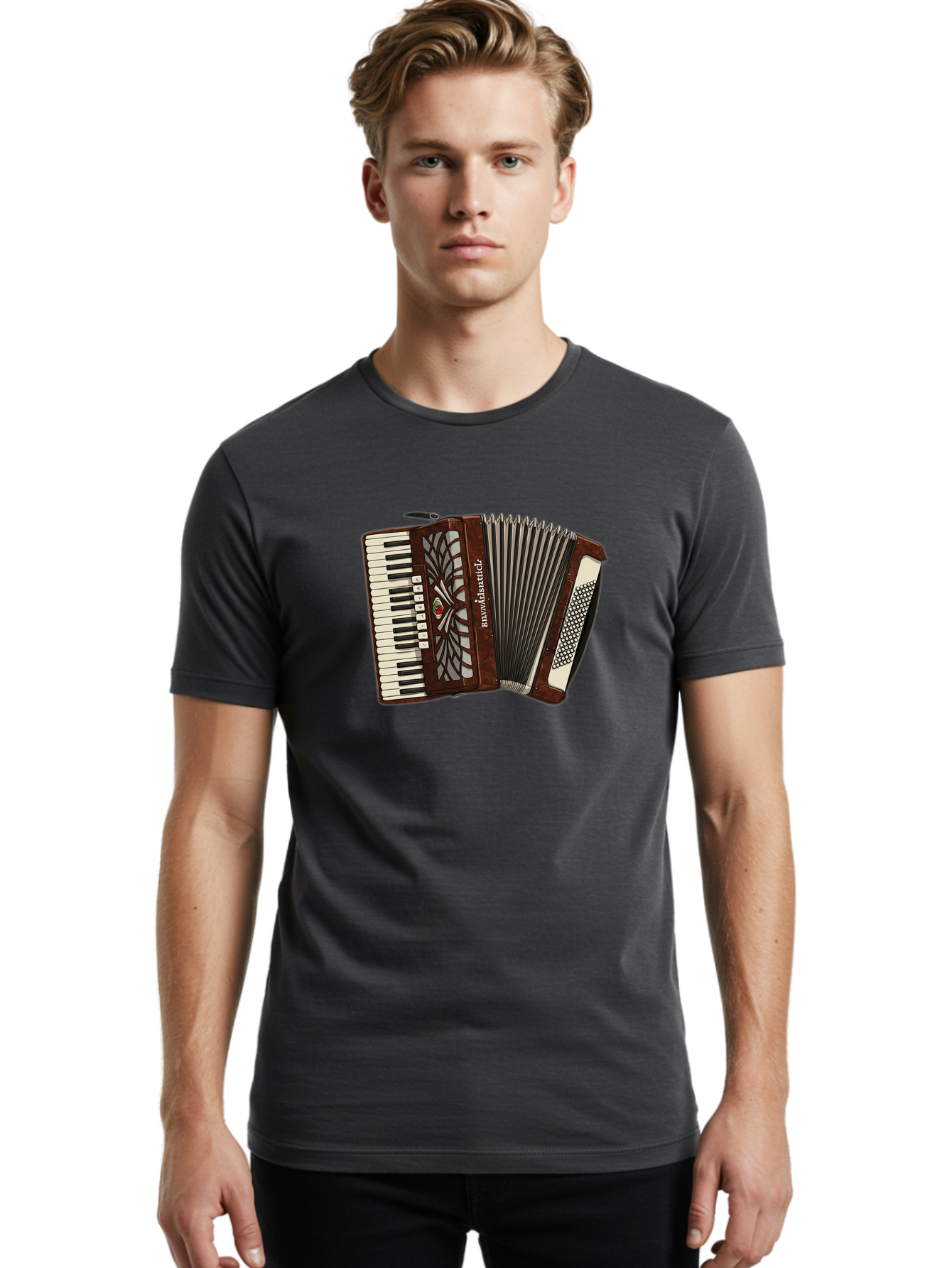 Bavaria-Accordian Men'S Graphic Tee, 100% Cotton, Comfortable Casual Summer Wear, Machine Washable, Vintage Camera, Old Camera, Antique Camera, Black Camera, Classic Photography, Photography Equipment, Nostalgic Device, Film Camera, Camera Art Bal772