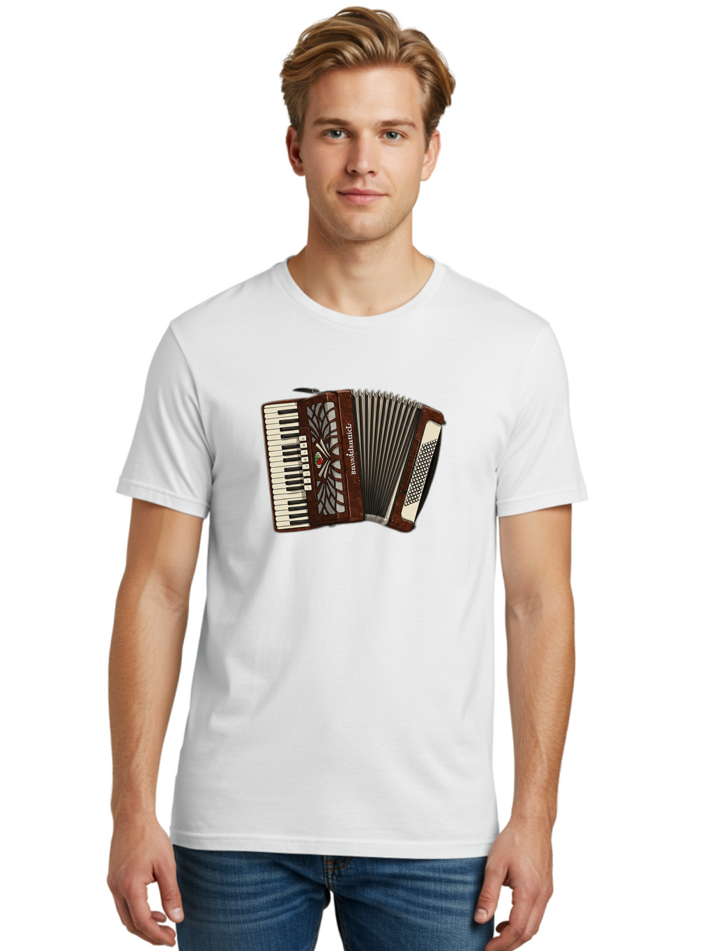 Bavaria-Accordian Men'S Graphic Tee, 100% Cotton, Comfortable Casual Summer Wear, Machine Washable, Vintage Camera, Old Camera, Antique Camera, Black Camera, Classic Photography, Photography Equipment, Nostalgic Device, Film Camera, Camera Art Bal772