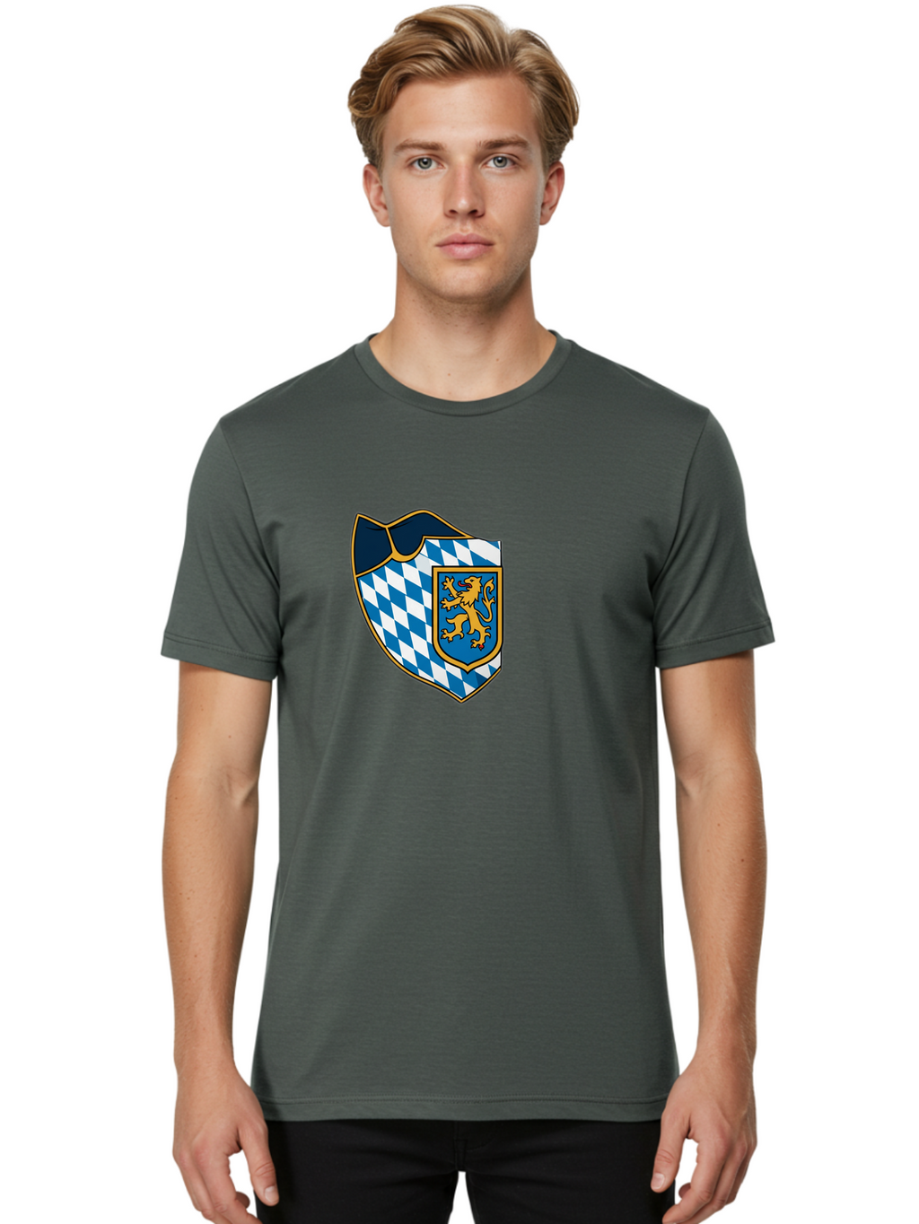 Bavarian-Coat-Of-Arms Men'S Graphic Tee, 100% Cotton, Comfortable Casual Summer Wear, Machine Washable, Vintage Camera, Old Camera, Antique Camera, Black Camera, Classic Photography, Photography Equipment, Nostalgic Device, Film Camera, Bal774