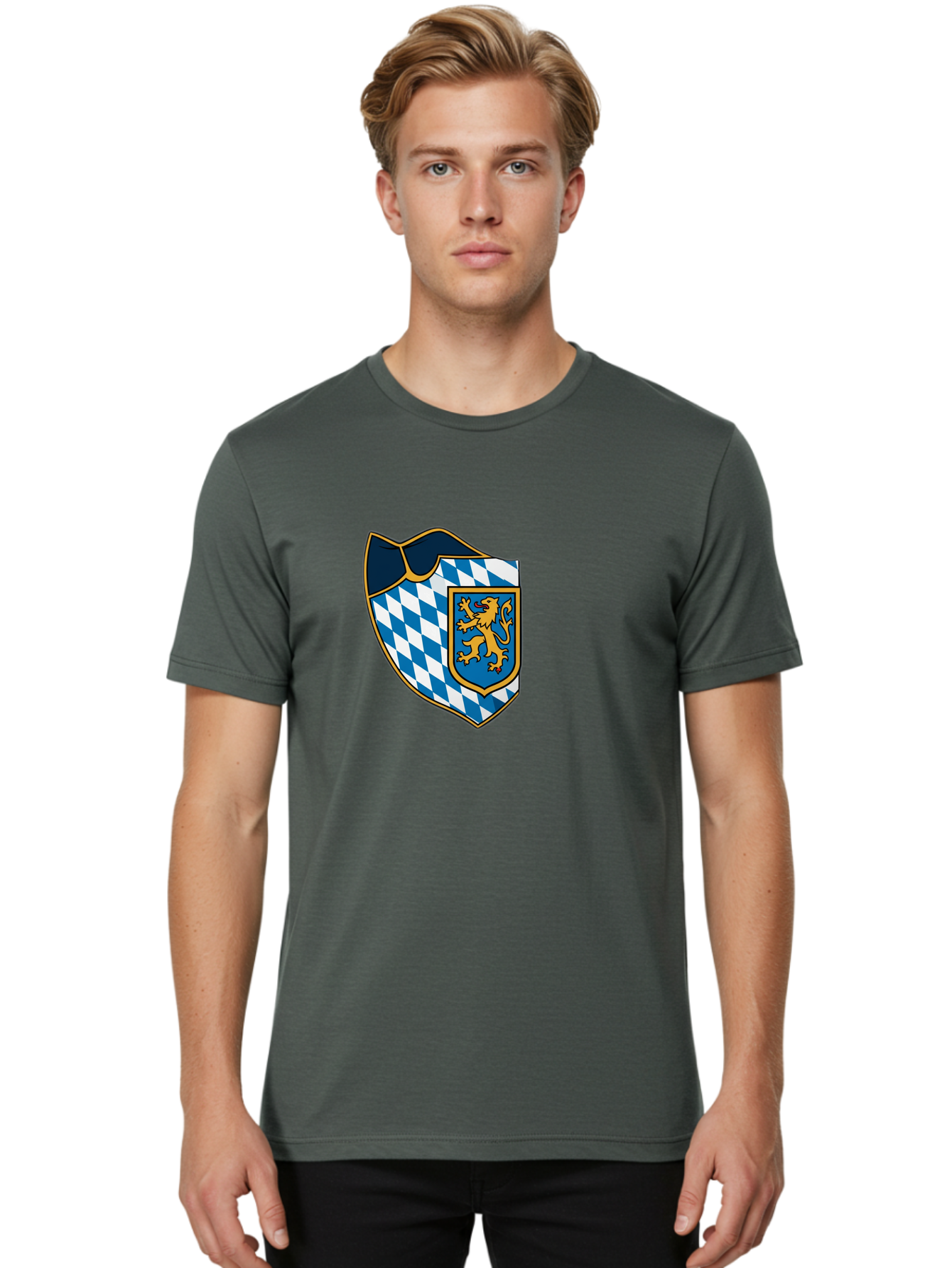 Bavarian-Coat-Of-Arms Men'S Graphic Tee, 100% Cotton, Comfortable Casual Summer Wear, Machine Washable, Vintage Camera, Old Camera, Antique Camera, Black Camera, Classic Photography, Photography Equipment, Nostalgic Device, Film Camera, Bal774