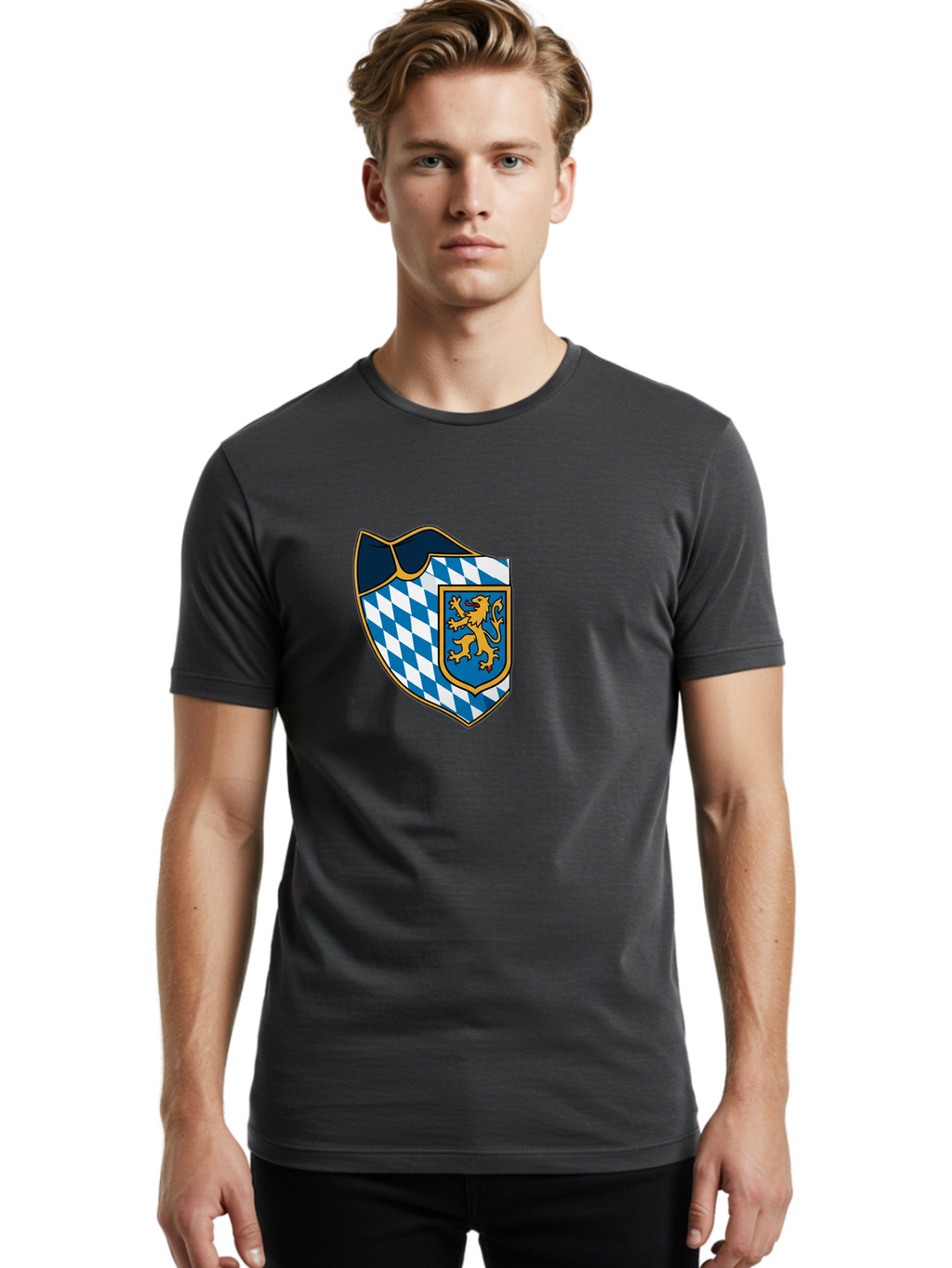 Bavarian-Coat-Of-Arms Men'S Graphic Tee, 100% Cotton, Comfortable Casual Summer Wear, Machine Washable, Vintage Camera, Old Camera, Antique Camera, Black Camera, Classic Photography, Photography Equipment, Nostalgic Device, Film Camera, Bal774