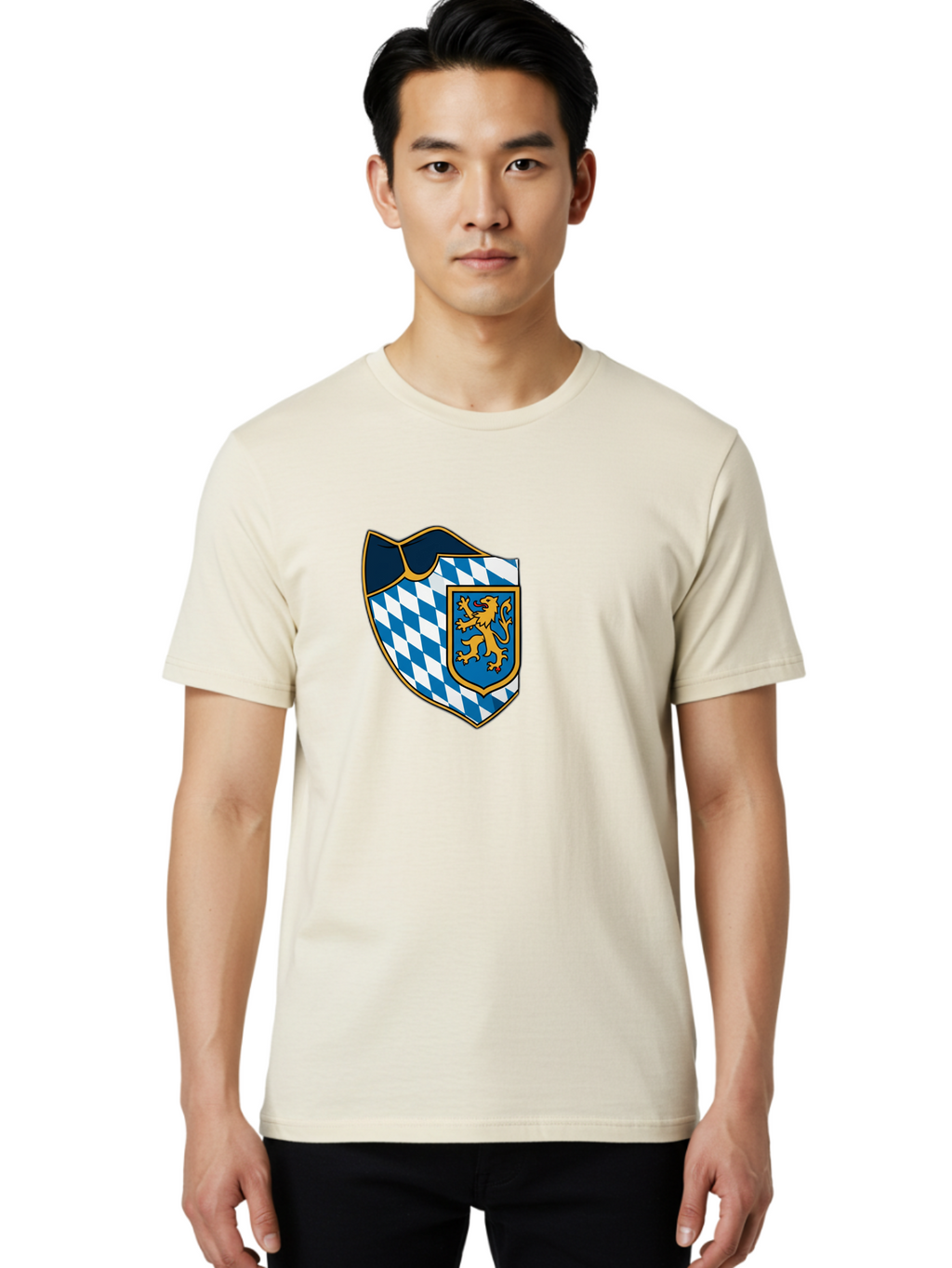 Bavarian-Coat-Of-Arms Men'S Graphic Tee, 100% Cotton, Comfortable Casual Summer Wear, Machine Washable, Vintage Camera, Old Camera, Antique Camera, Black Camera, Classic Photography, Photography Equipment, Nostalgic Device, Film Camera, Bal774