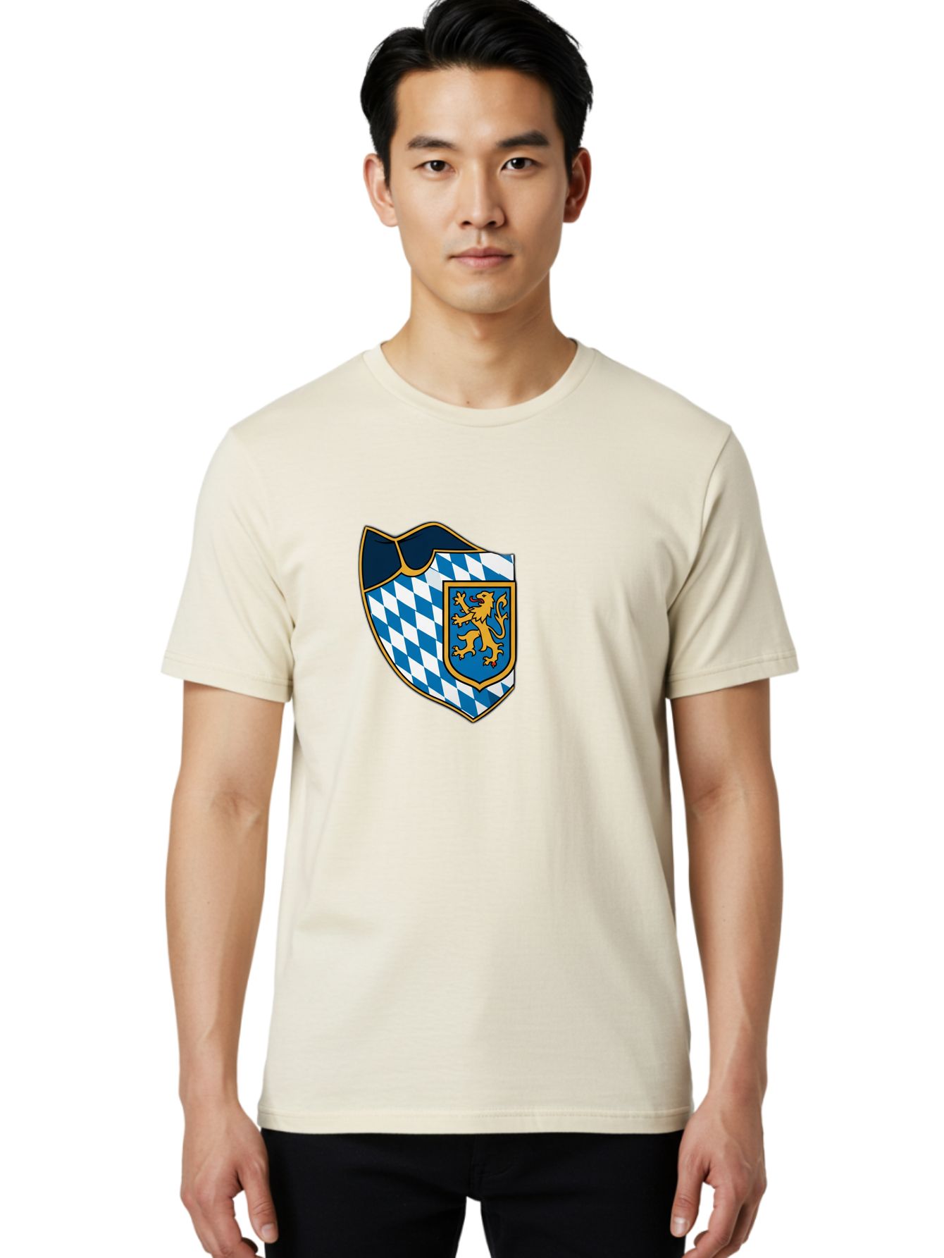 Bavarian-Coat-Of-Arms Men'S Graphic Tee, 100% Cotton, Comfortable Casual Summer Wear, Machine Washable, Vintage Camera, Old Camera, Antique Camera, Black Camera, Classic Photography, Photography Equipment, Nostalgic Device, Film Camera, Bal774