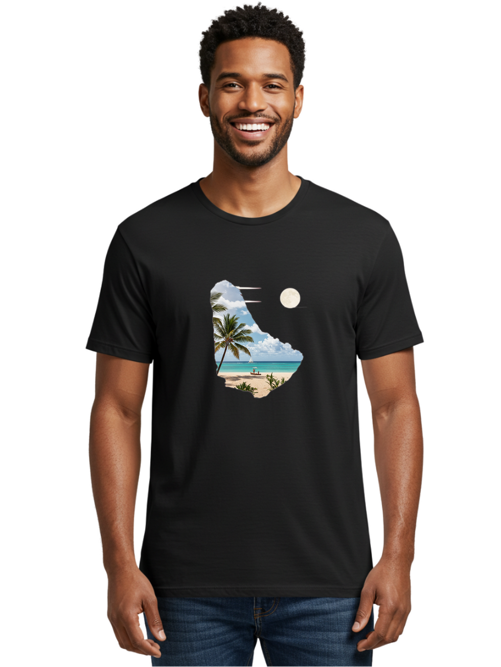 Beach-Scene-In-Map Men'S Graphic Tee, 100% Cotton, Comfortable Casual Summer Wear, Machine Washable, Vintage Camera, Old Camera, Antique Camera, Black Camera, Classic Photography, Photography Equipment, Nostalgic Device, Film Camera, Bal777