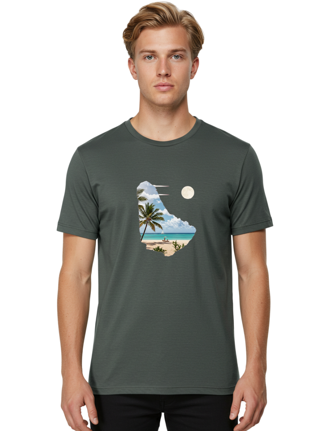 Beach-Scene-In-Map Men'S Graphic Tee, 100% Cotton, Comfortable Casual Summer Wear, Machine Washable, Vintage Camera, Old Camera, Antique Camera, Black Camera, Classic Photography, Photography Equipment, Nostalgic Device, Film Camera, Bal777