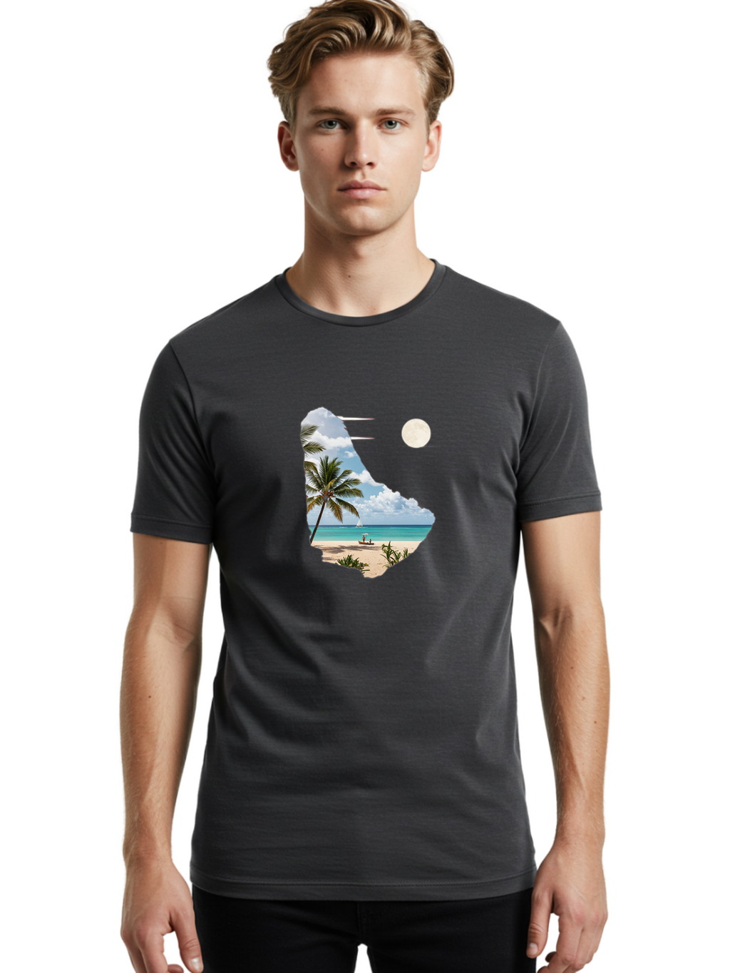 Beach-Scene-In-Map Men'S Graphic Tee, 100% Cotton, Comfortable Casual Summer Wear, Machine Washable, Vintage Camera, Old Camera, Antique Camera, Black Camera, Classic Photography, Photography Equipment, Nostalgic Device, Film Camera, Bal777