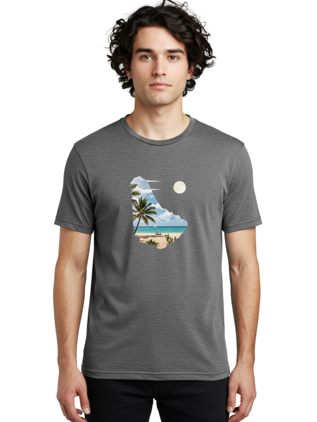 Beach-Scene-In-Map Men'S Graphic Tee, 100% Cotton, Comfortable Casual Summer Wear, Machine Washable, Vintage Camera, Old Camera, Antique Camera, Black Camera, Classic Photography, Photography Equipment, Nostalgic Device, Film Camera, Bal777