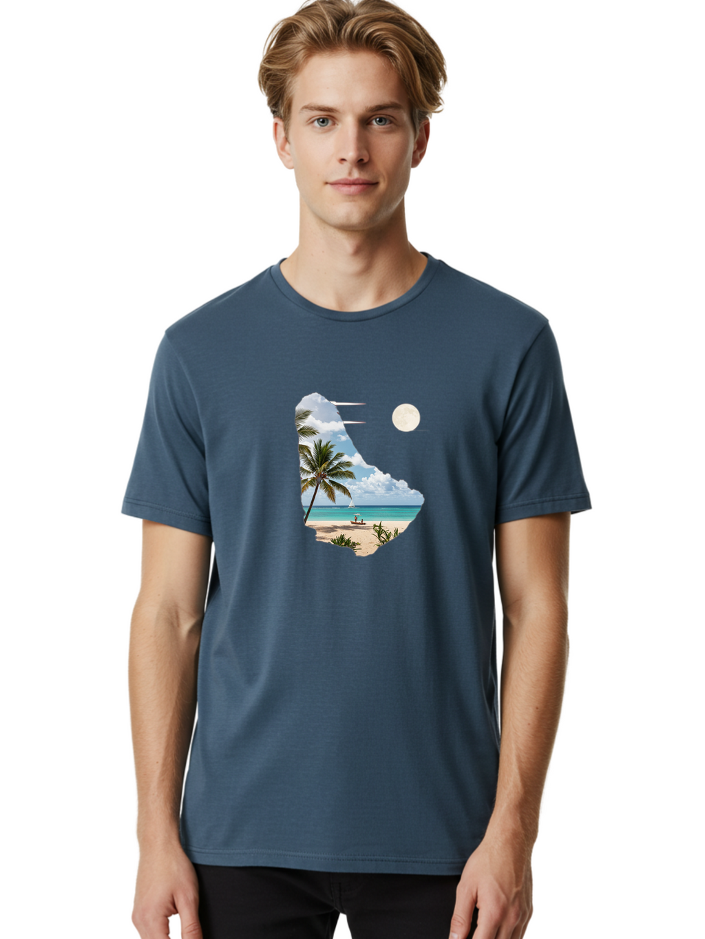 Beach-Scene-In-Map Men'S Graphic Tee, 100% Cotton, Comfortable Casual Summer Wear, Machine Washable, Vintage Camera, Old Camera, Antique Camera, Black Camera, Classic Photography, Photography Equipment, Nostalgic Device, Film Camera, Bal777