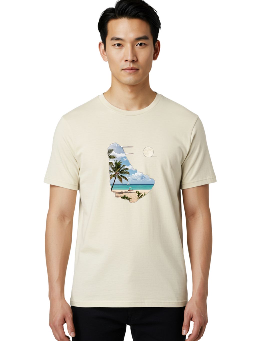 Beach-Scene-In-Map Men'S Graphic Tee, 100% Cotton, Comfortable Casual Summer Wear, Machine Washable, Vintage Camera, Old Camera, Antique Camera, Black Camera, Classic Photography, Photography Equipment, Nostalgic Device, Film Camera, Bal777