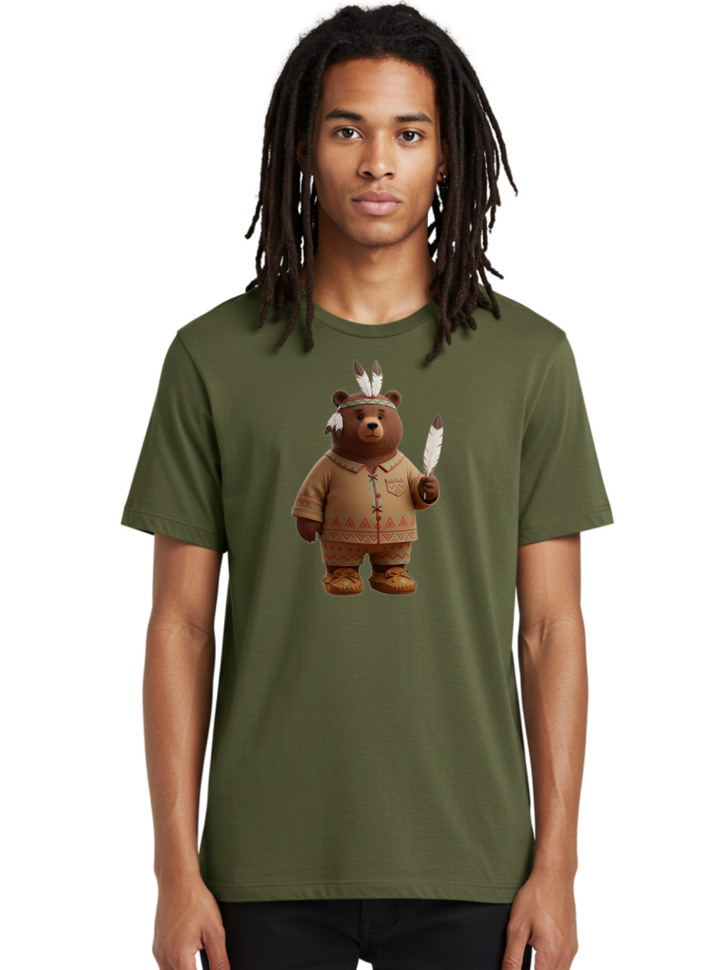 Bear-In-Native-American-Costume Men'S Graphic Tee, 100% Cotton, Comfortable Casual Summer Wear, Machine Washable, Vintage Camera, Old Camera, Antique Camera, Black Camera, Classic Photography, Photography Equipment, Nostalgic Device, Bal779