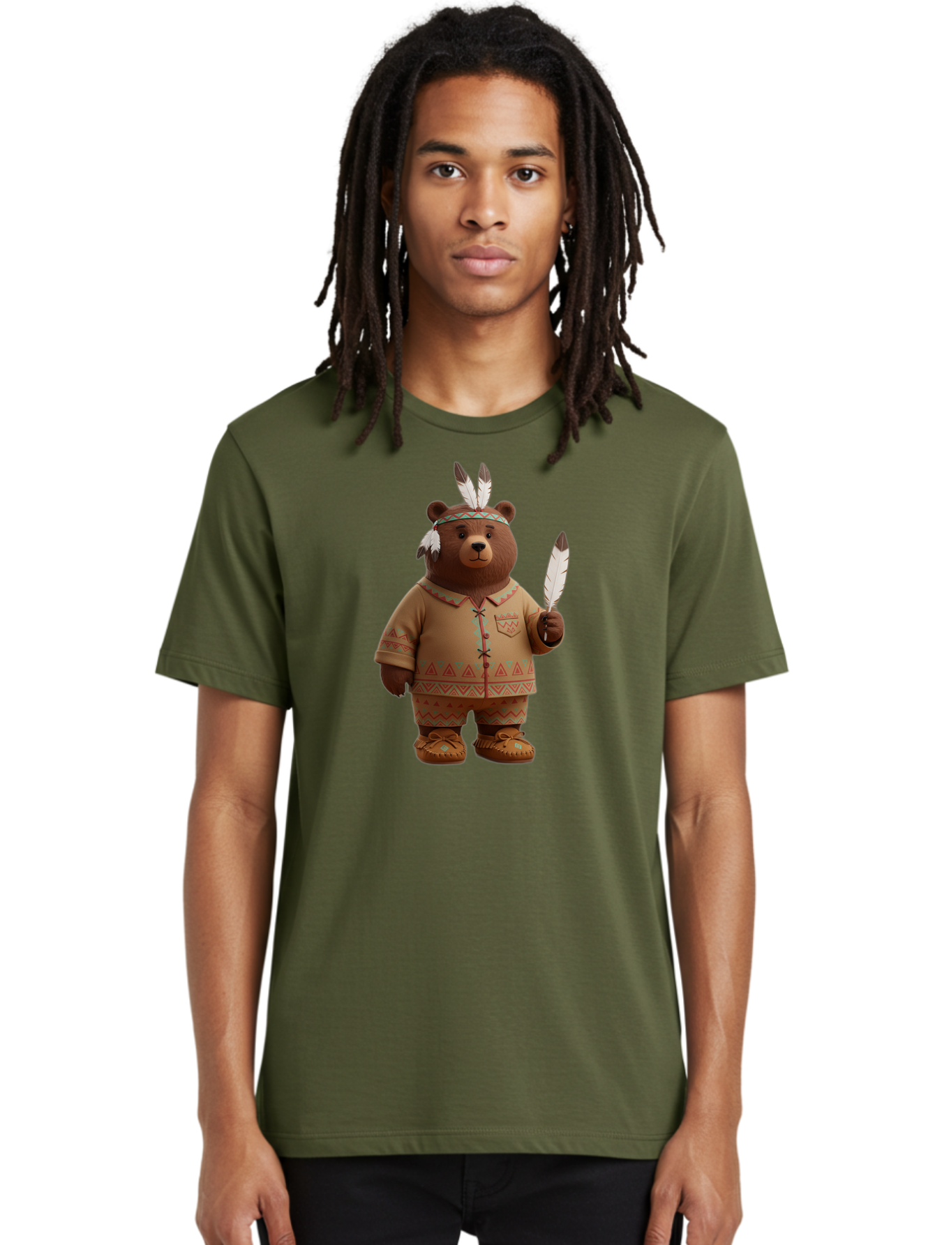 Bear-In-Native-American-Costume Men'S Graphic Tee, 100% Cotton, Comfortable Casual Summer Wear, Machine Washable, Vintage Camera, Old Camera, Antique Camera, Black Camera, Classic Photography, Photography Equipment, Nostalgic Device, Bal779