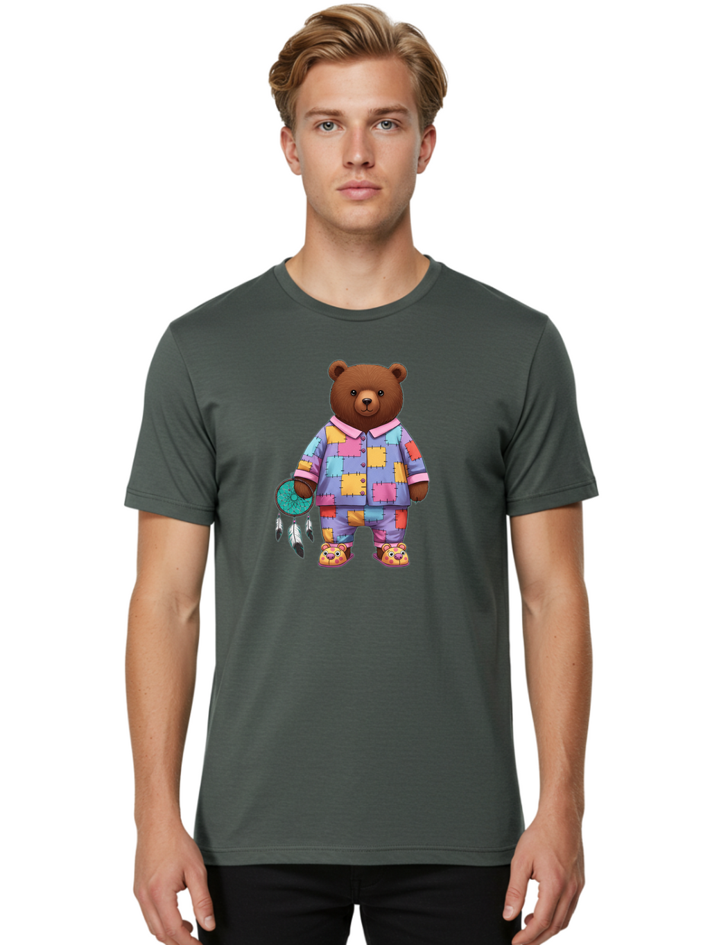 Bear-In-Pajamas-Holding-Dreamcatcher Men'S Graphic Tee, 100% Cotton, Comfortable Casual Summer Wear, Machine Washable, Vintage Camera, Old Camera, Antique Camera, Black Camera, Classic Photography, Photography Equipment, Nostalgic Device, Bal780
