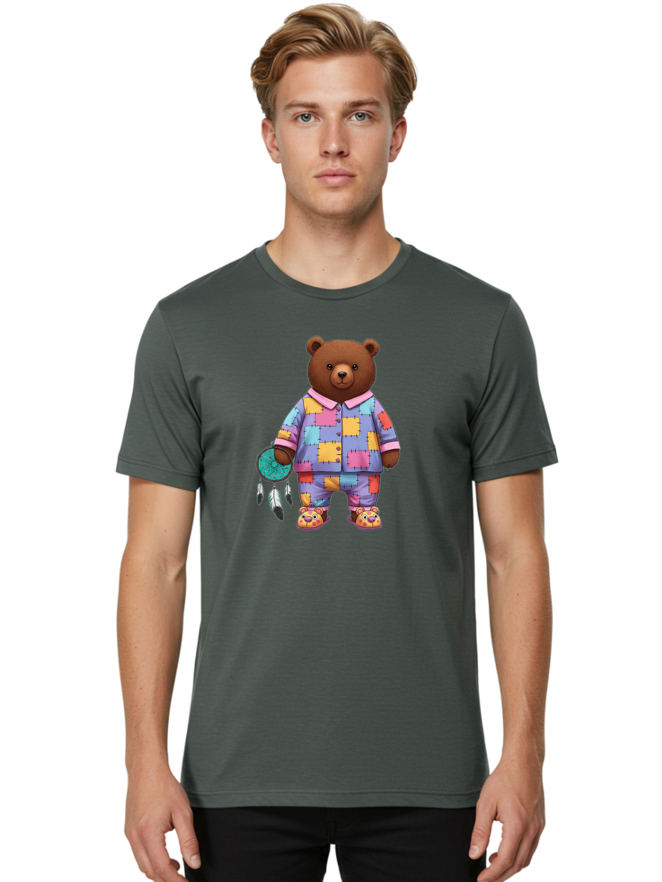 Bear-In-Pajamas-Holding-Dreamcatcher Men'S Graphic Tee, 100% Cotton, Comfortable Casual Summer Wear, Machine Washable, Vintage Camera, Old Camera, Antique Camera, Black Camera, Classic Photography, Photography Equipment, Nostalgic Device, Bal780