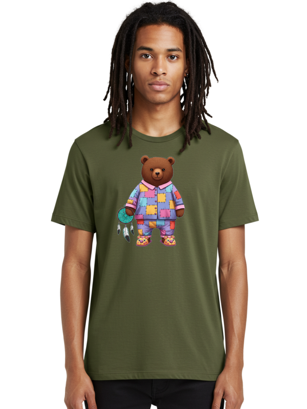 Bear-In-Pajamas-Holding-Dreamcatcher Men'S Graphic Tee, 100% Cotton, Comfortable Casual Summer Wear, Machine Washable, Vintage Camera, Old Camera, Antique Camera, Black Camera, Classic Photography, Photography Equipment, Nostalgic Device, Bal780
