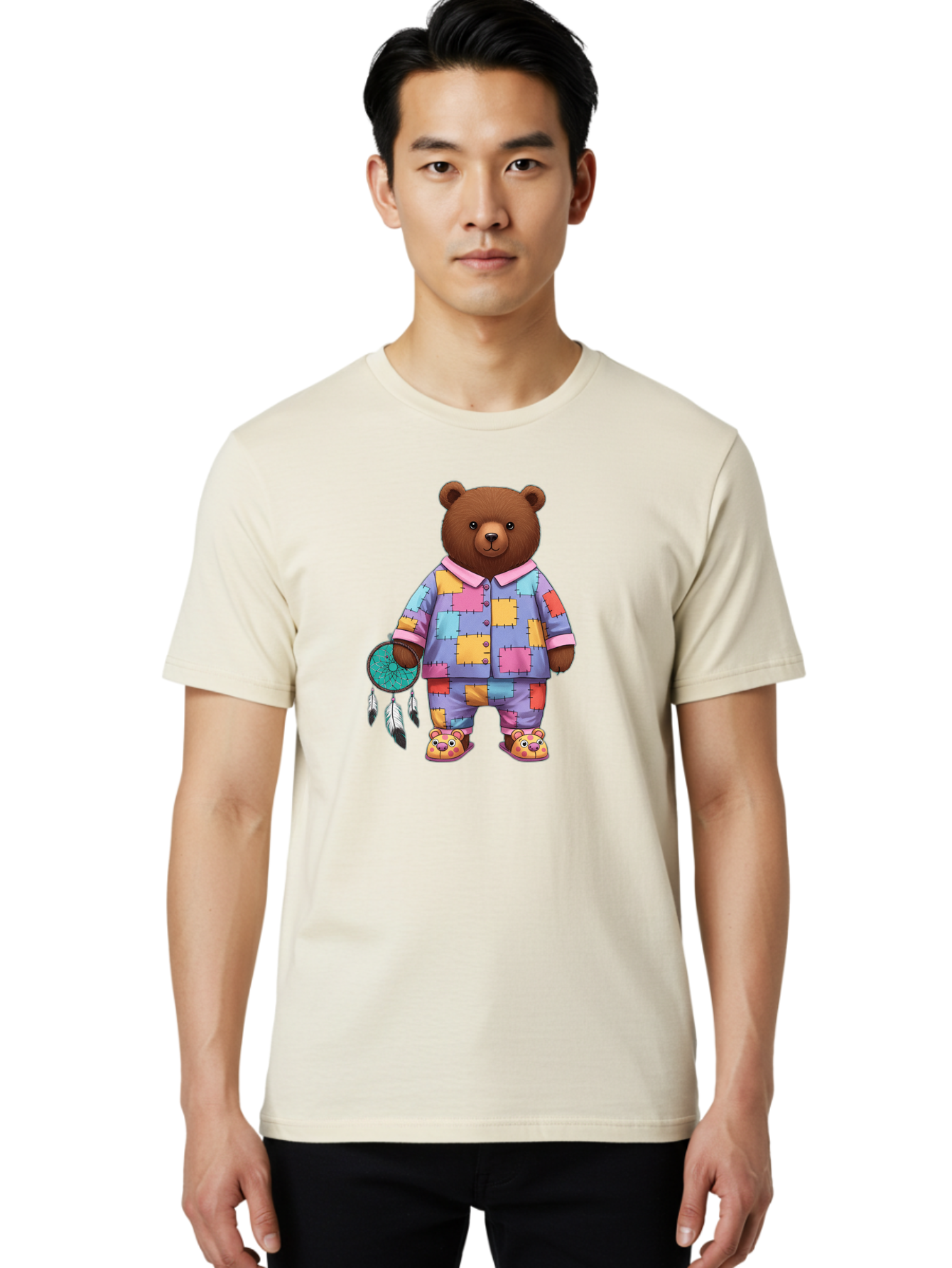 Bear-In-Pajamas-Holding-Dreamcatcher Men'S Graphic Tee, 100% Cotton, Comfortable Casual Summer Wear, Machine Washable, Vintage Camera, Old Camera, Antique Camera, Black Camera, Classic Photography, Photography Equipment, Nostalgic Device, Bal780