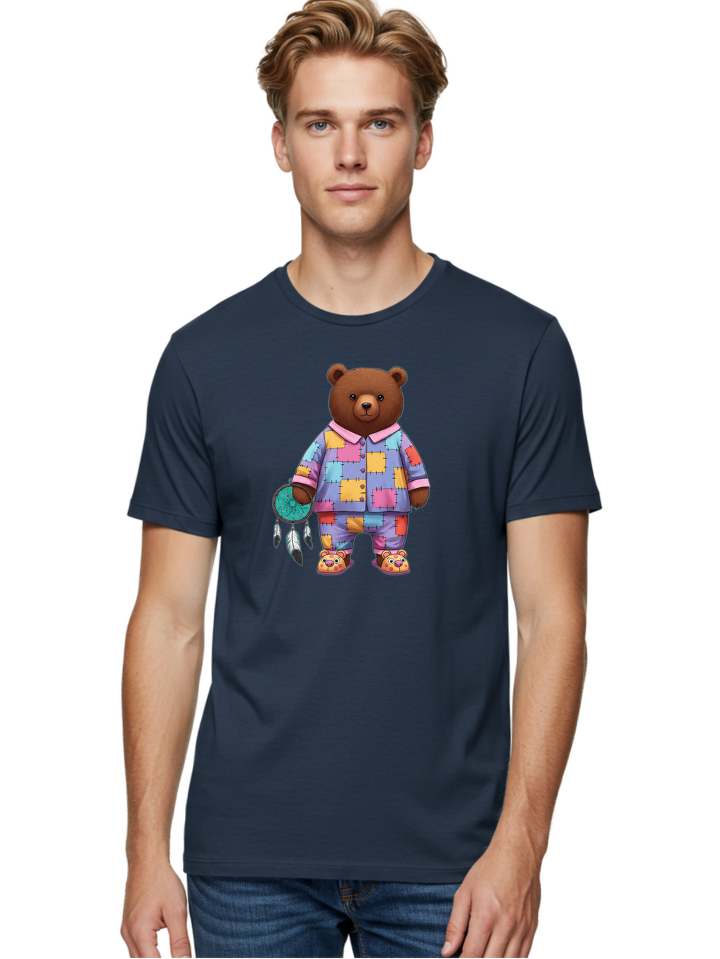 Bear-In-Pajamas-Holding-Dreamcatcher Men'S Graphic Tee, 100% Cotton, Comfortable Casual Summer Wear, Machine Washable, Vintage Camera, Old Camera, Antique Camera, Black Camera, Classic Photography, Photography Equipment, Nostalgic Device, Bal780