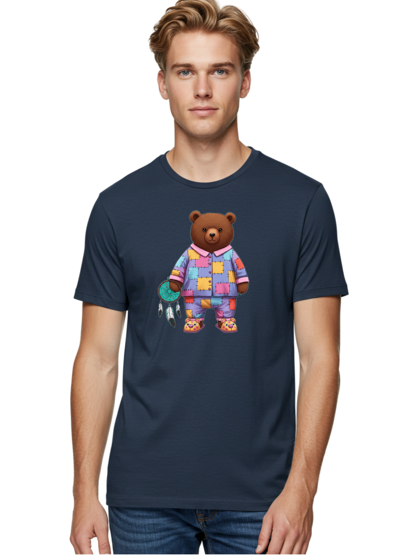 Bear-In-Pajamas-Holding-Dreamcatcher Men'S Graphic Tee, 100% Cotton, Comfortable Casual Summer Wear, Machine Washable, Vintage Camera, Old Camera, Antique Camera, Black Camera, Classic Photography, Photography Equipment, Nostalgic Device, Bal780