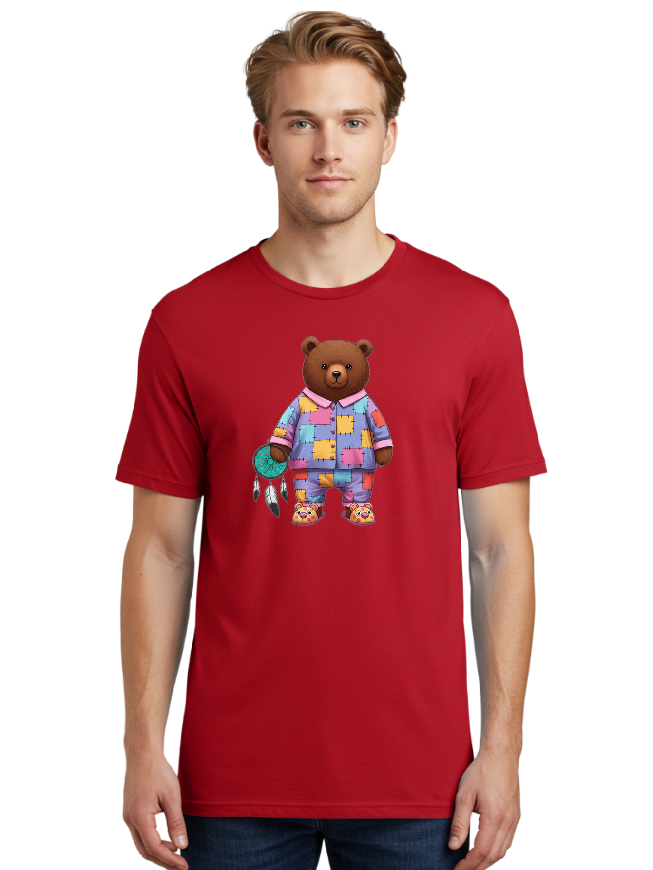 Bear-In-Pajamas-Holding-Dreamcatcher Men'S Graphic Tee, 100% Cotton, Comfortable Casual Summer Wear, Machine Washable, Vintage Camera, Old Camera, Antique Camera, Black Camera, Classic Photography, Photography Equipment, Nostalgic Device, Bal780