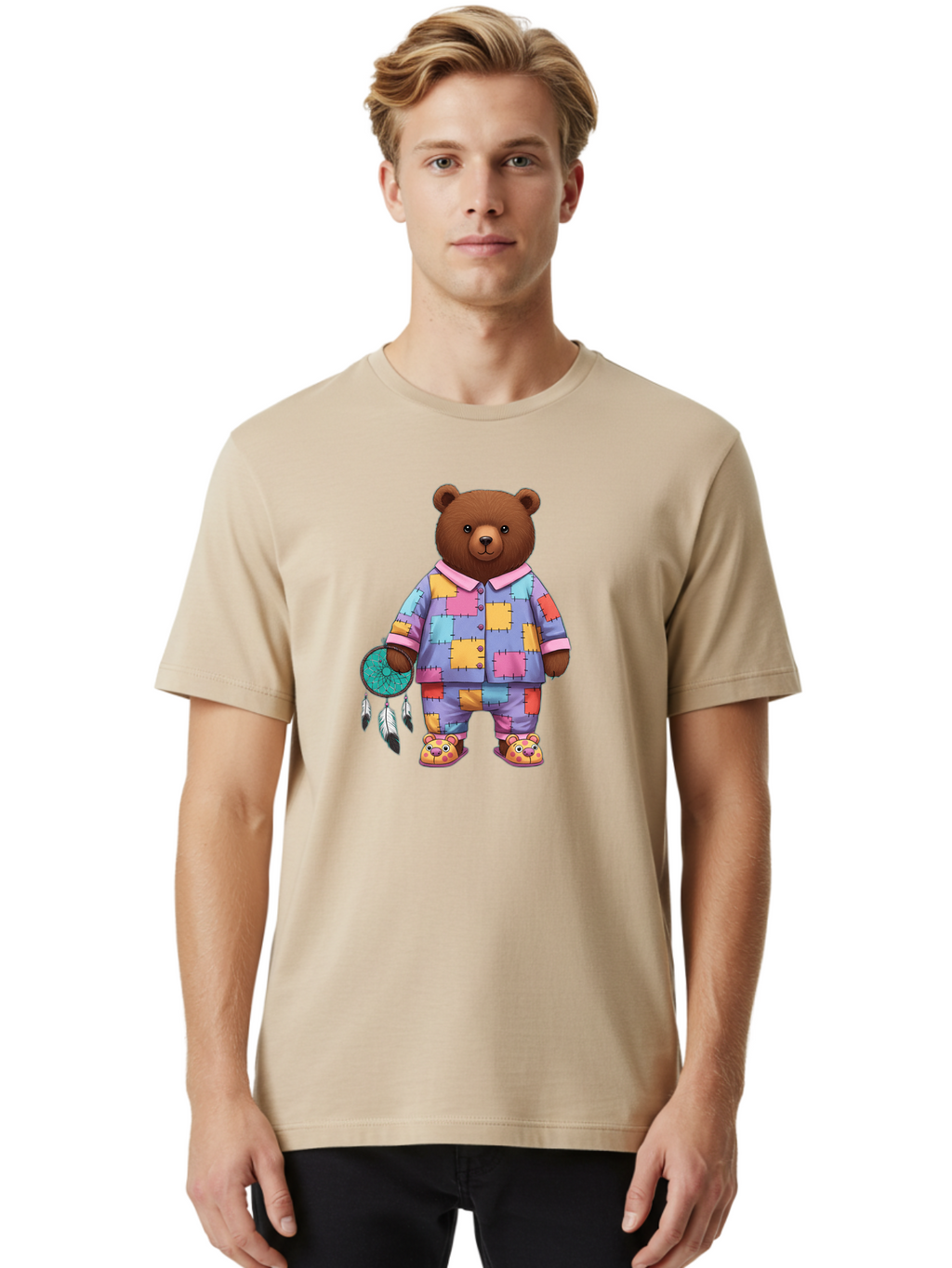 Bear-In-Pajamas-Holding-Dreamcatcher Men'S Graphic Tee, 100% Cotton, Comfortable Casual Summer Wear, Machine Washable, Vintage Camera, Old Camera, Antique Camera, Black Camera, Classic Photography, Photography Equipment, Nostalgic Device, Bal780