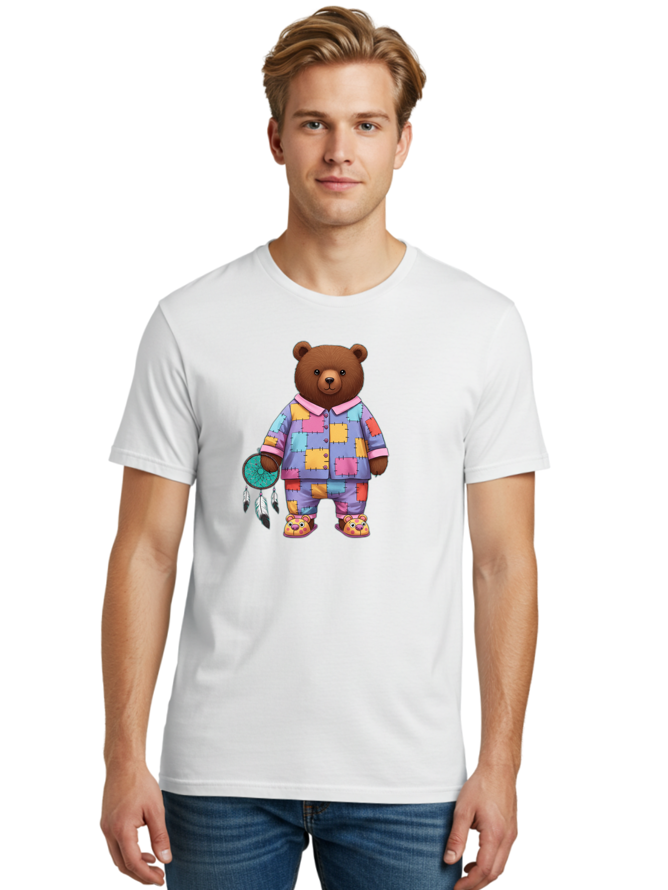 Bear-In-Pajamas-Holding-Dreamcatcher Men'S Graphic Tee, 100% Cotton, Comfortable Casual Summer Wear, Machine Washable, Vintage Camera, Old Camera, Antique Camera, Black Camera, Classic Photography, Photography Equipment, Nostalgic Device, Bal780