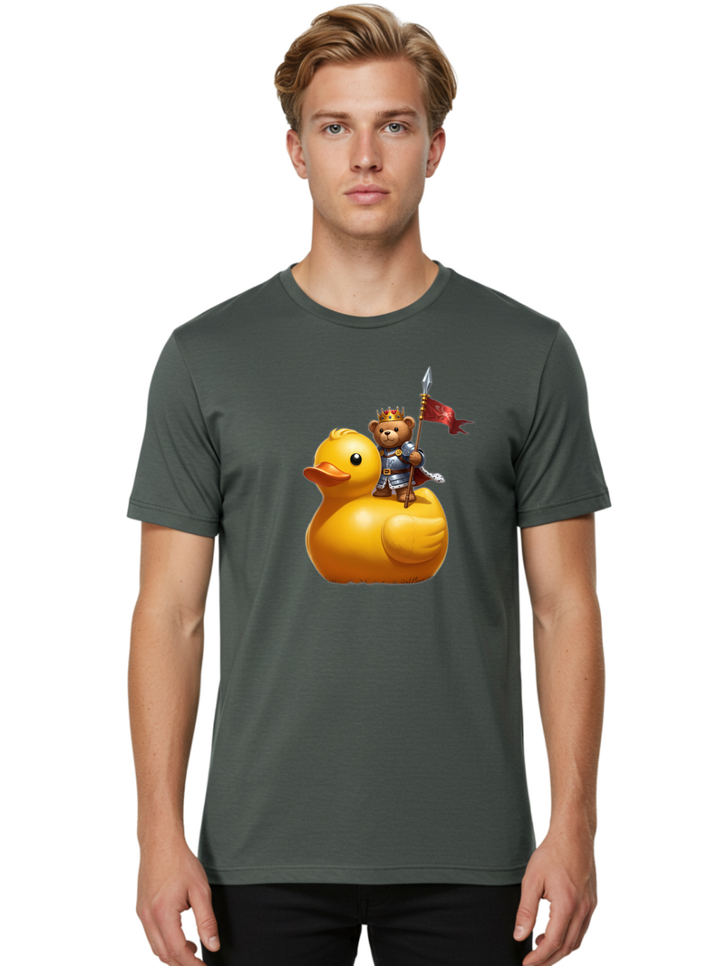 Bear-King-Riding-Duck Men'S Graphic Tee, 100% Cotton, Comfortable Casual Summer Wear, Machine Washable, Vintage Camera, Old Camera, Antique Camera, Black Camera, Classic Photography, Photography Equipment, Nostalgic Device, Film Camera, Bal782