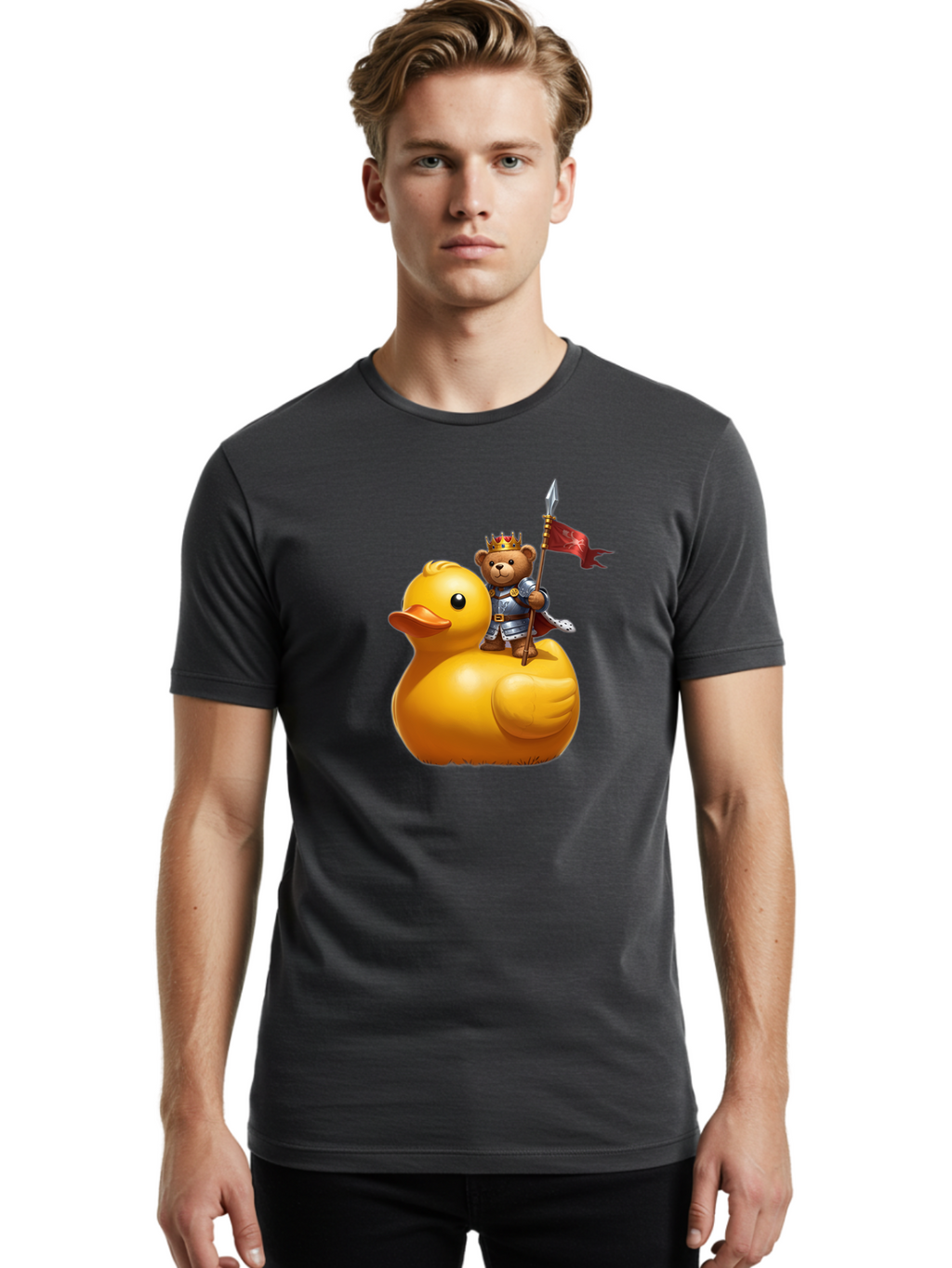 Bear-King-Riding-Duck Men'S Graphic Tee, 100% Cotton, Comfortable Casual Summer Wear, Machine Washable, Vintage Camera, Old Camera, Antique Camera, Black Camera, Classic Photography, Photography Equipment, Nostalgic Device, Film Camera, Bal782