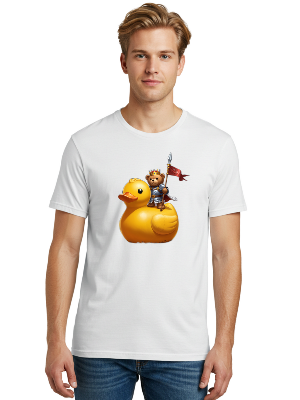 Bear-King-Riding-Duck Men'S Graphic Tee, 100% Cotton, Comfortable Casual Summer Wear, Machine Washable, Vintage Camera, Old Camera, Antique Camera, Black Camera, Classic Photography, Photography Equipment, Nostalgic Device, Film Camera, Bal782