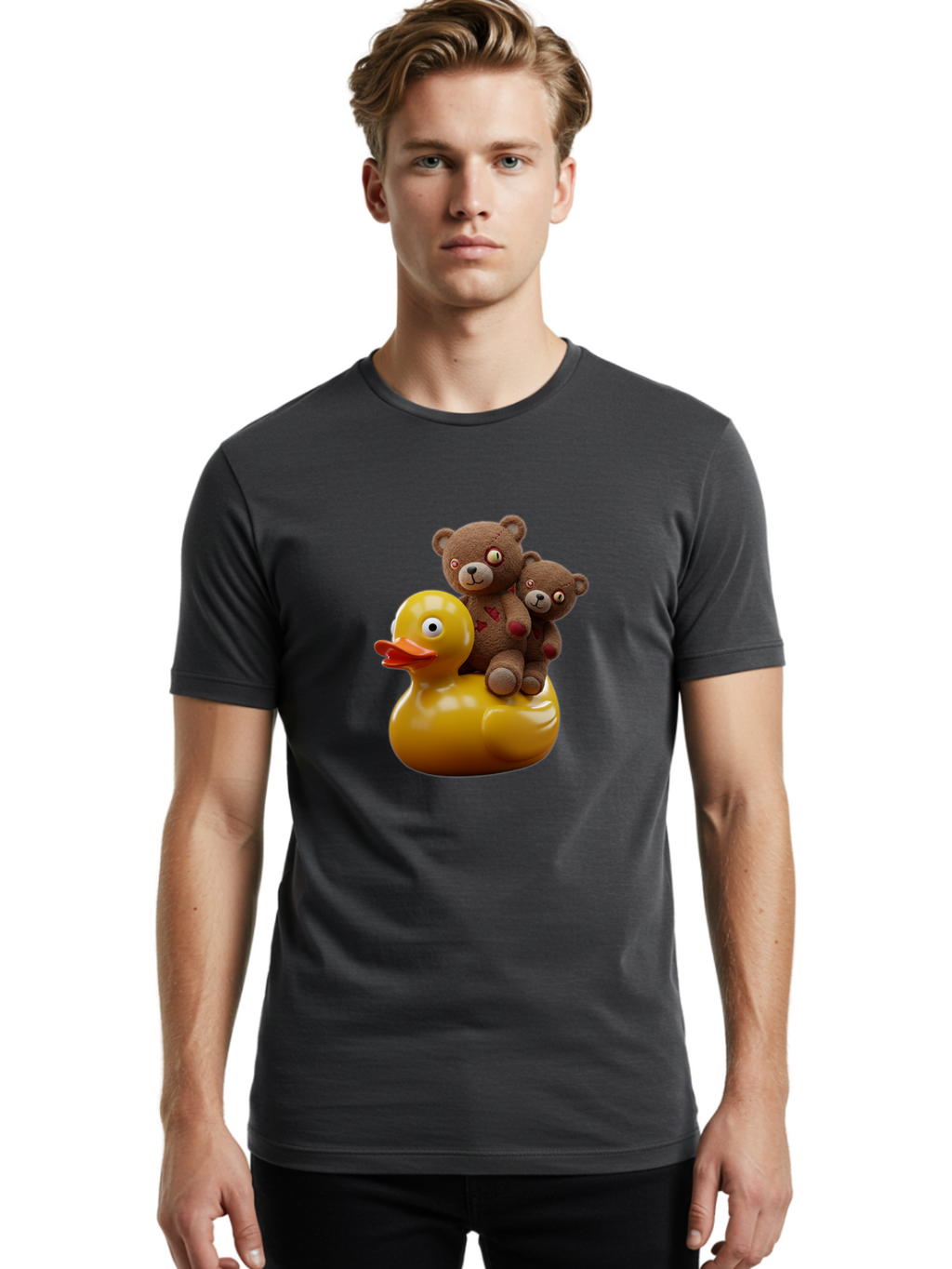 Bears-Riding-Duck Men'S Graphic Tee, 100% Cotton, Comfortable Casual Summer Wear, Machine Washable, Vintage Camera, Old Camera, Antique Camera, Black Camera, Classic Photography, Photography Equipment, Nostalgic Device, Film Camera, Camera Art Bal786