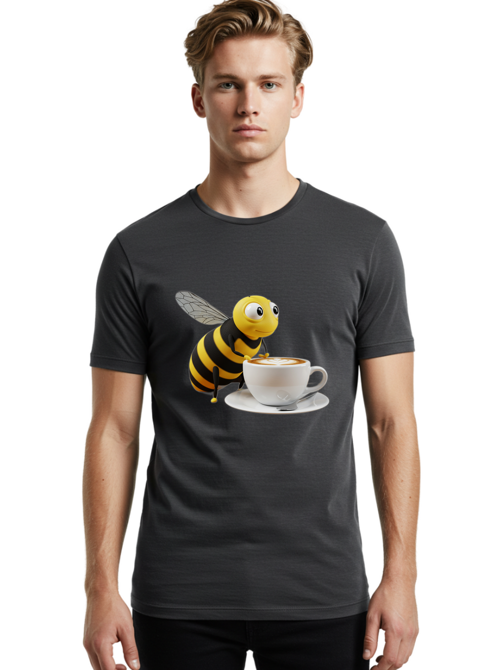 Bee-Coffee Men'S Graphic Tee, 100% Cotton, Comfortable Casual Summer Wear, Machine Washable, Vintage Camera, Old Camera, Antique Camera, Black Camera, Classic Photography, Photography Equipment, Nostalgic Device, Film Camera, Camera Art Bal788