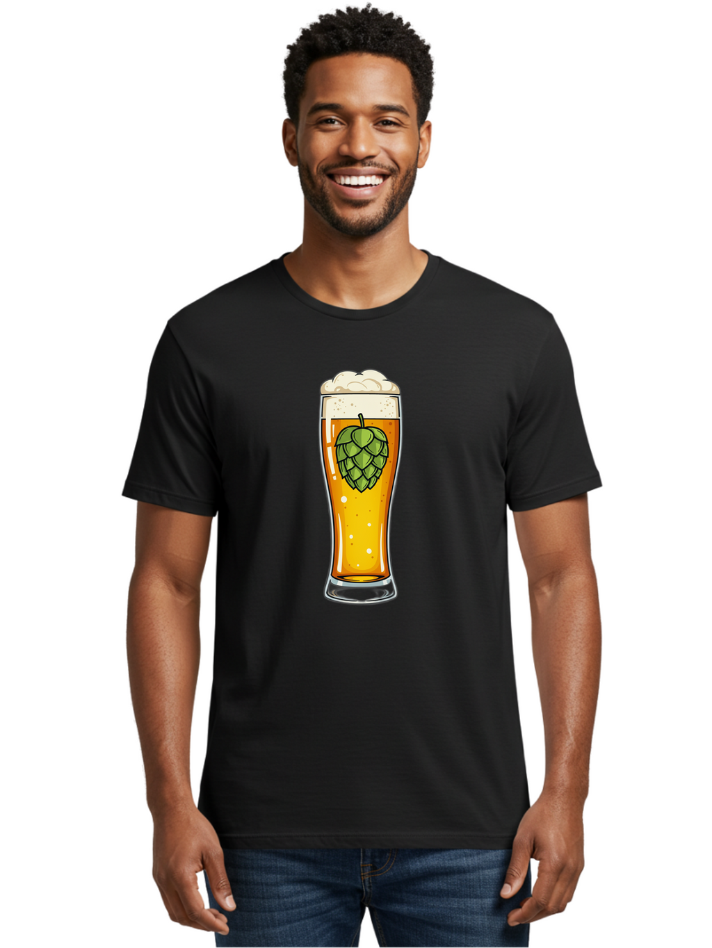 Beer-Glass-With-Hop Men'S Graphic Tee, 100% Cotton, Comfortable Casual Summer Wear, Machine Washable, Vintage Camera, Old Camera, Antique Camera, Black Camera, Classic Photography, Photography Equipment, Nostalgic Device, Film Camera, Bal791