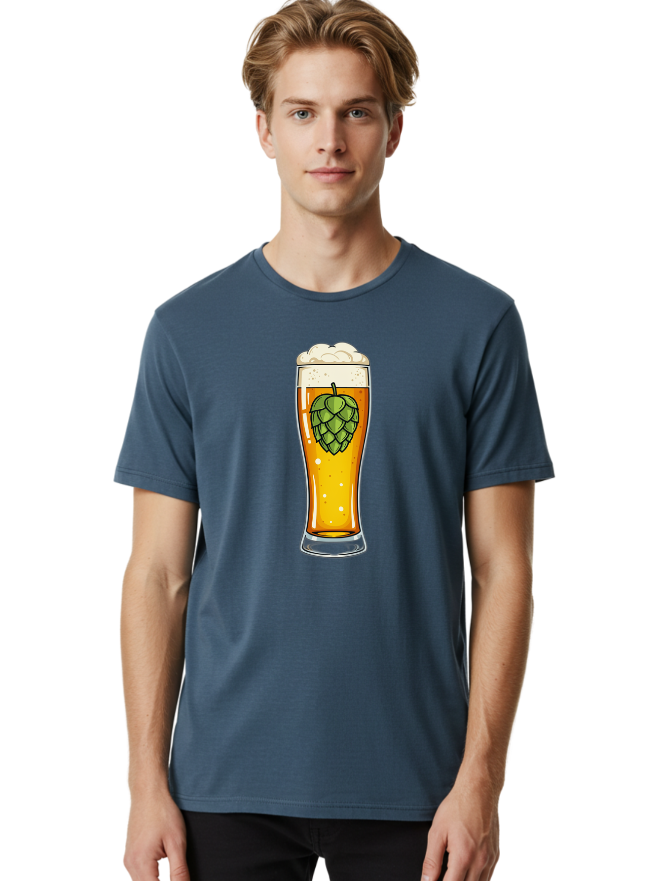 Beer-Glass-With-Hop Men'S Graphic Tee, 100% Cotton, Comfortable Casual Summer Wear, Machine Washable, Vintage Camera, Old Camera, Antique Camera, Black Camera, Classic Photography, Photography Equipment, Nostalgic Device, Film Camera, Bal791
