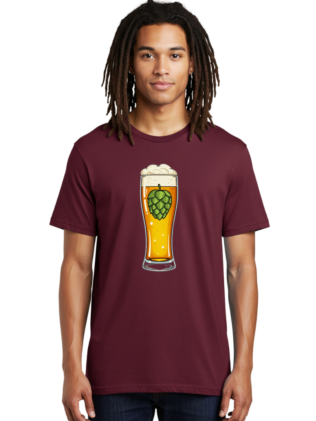 Beer-Glass-With-Hop Men'S Graphic Tee, 100% Cotton, Comfortable Casual Summer Wear, Machine Washable, Vintage Camera, Old Camera, Antique Camera, Black Camera, Classic Photography, Photography Equipment, Nostalgic Device, Film Camera, Bal791