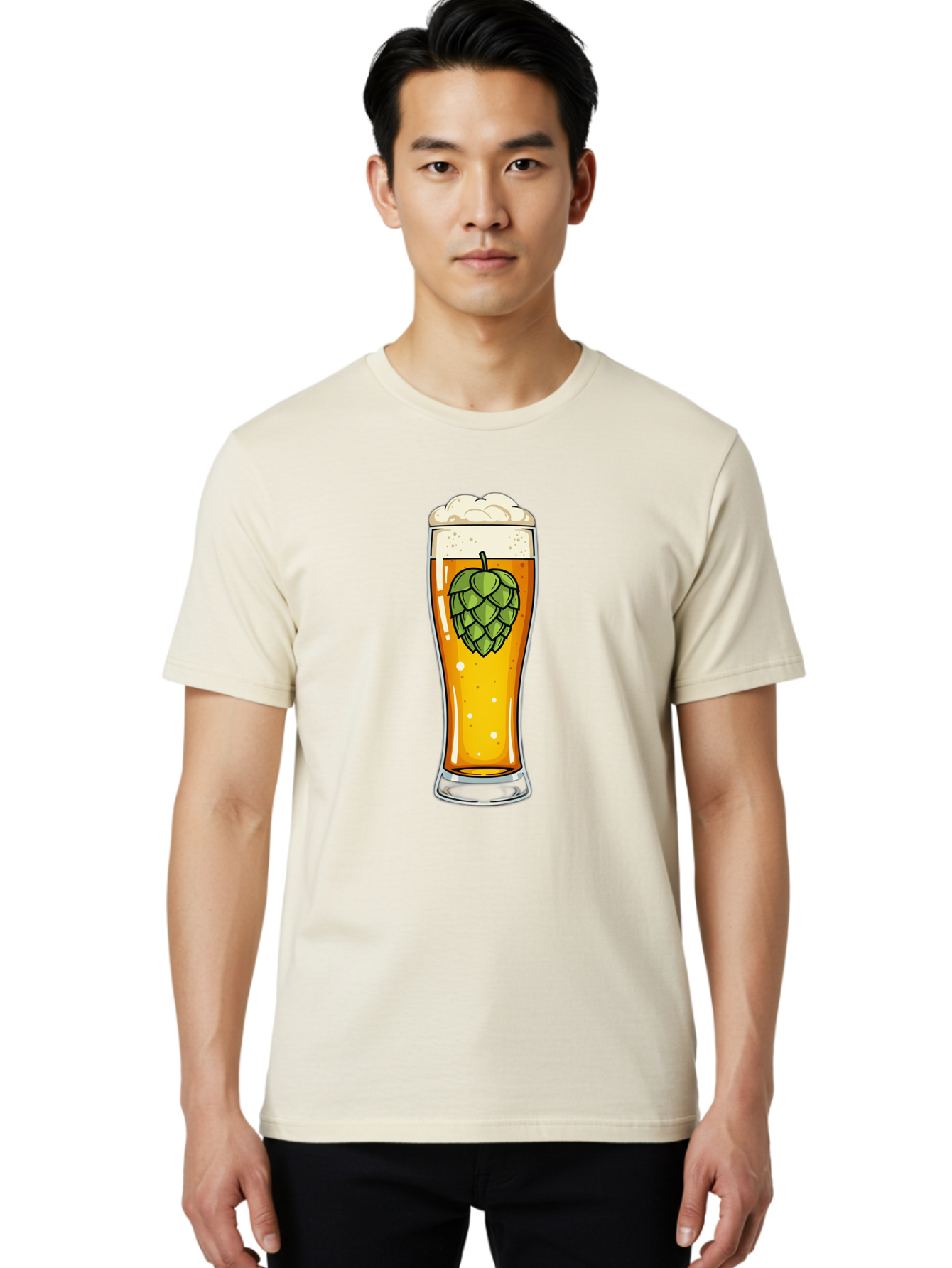 Beer-Glass-With-Hop Men'S Graphic Tee, 100% Cotton, Comfortable Casual Summer Wear, Machine Washable, Vintage Camera, Old Camera, Antique Camera, Black Camera, Classic Photography, Photography Equipment, Nostalgic Device, Film Camera, Bal791