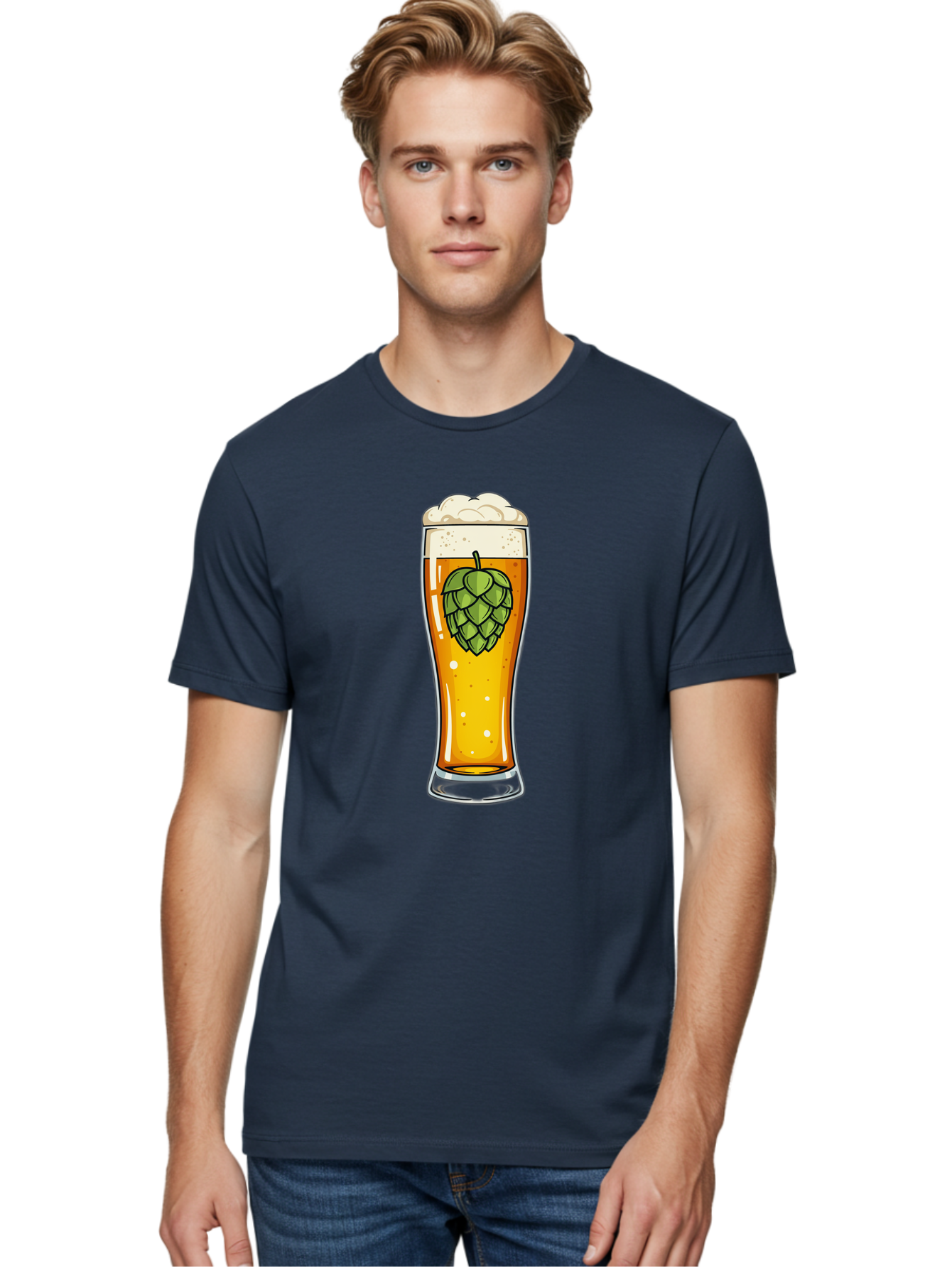 Beer-Glass-With-Hop Men'S Graphic Tee, 100% Cotton, Comfortable Casual Summer Wear, Machine Washable, Vintage Camera, Old Camera, Antique Camera, Black Camera, Classic Photography, Photography Equipment, Nostalgic Device, Film Camera, Bal791