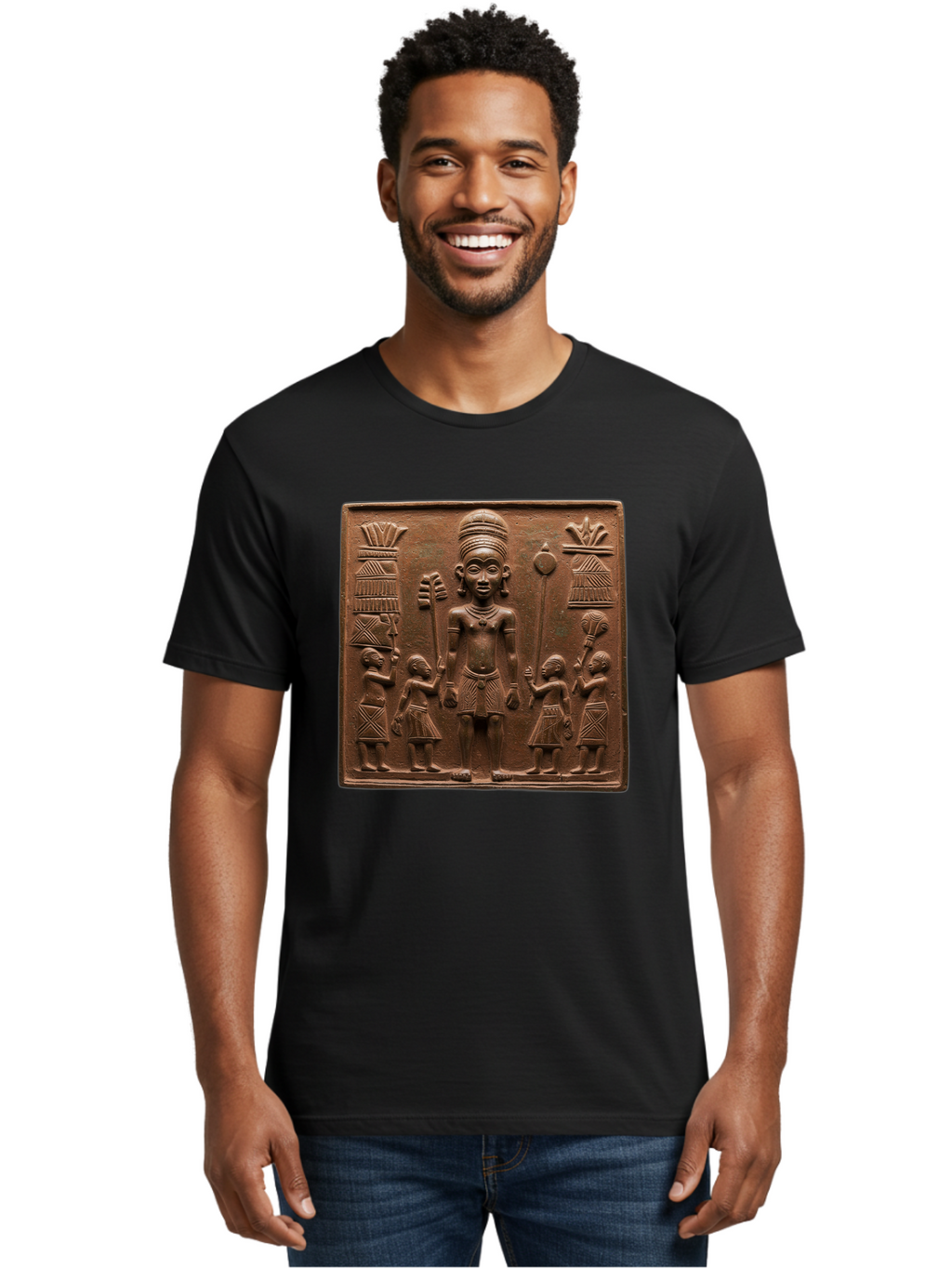 Benin-Bronze-Plaque Men'S Graphic Tee, 100% Cotton, Comfortable Casual Summer Wear, Machine Washable, Vintage Camera, Old Camera, Antique Camera, Black Camera, Classic Photography, Photography Equipment, Nostalgic Device, Film Camera, Bal795