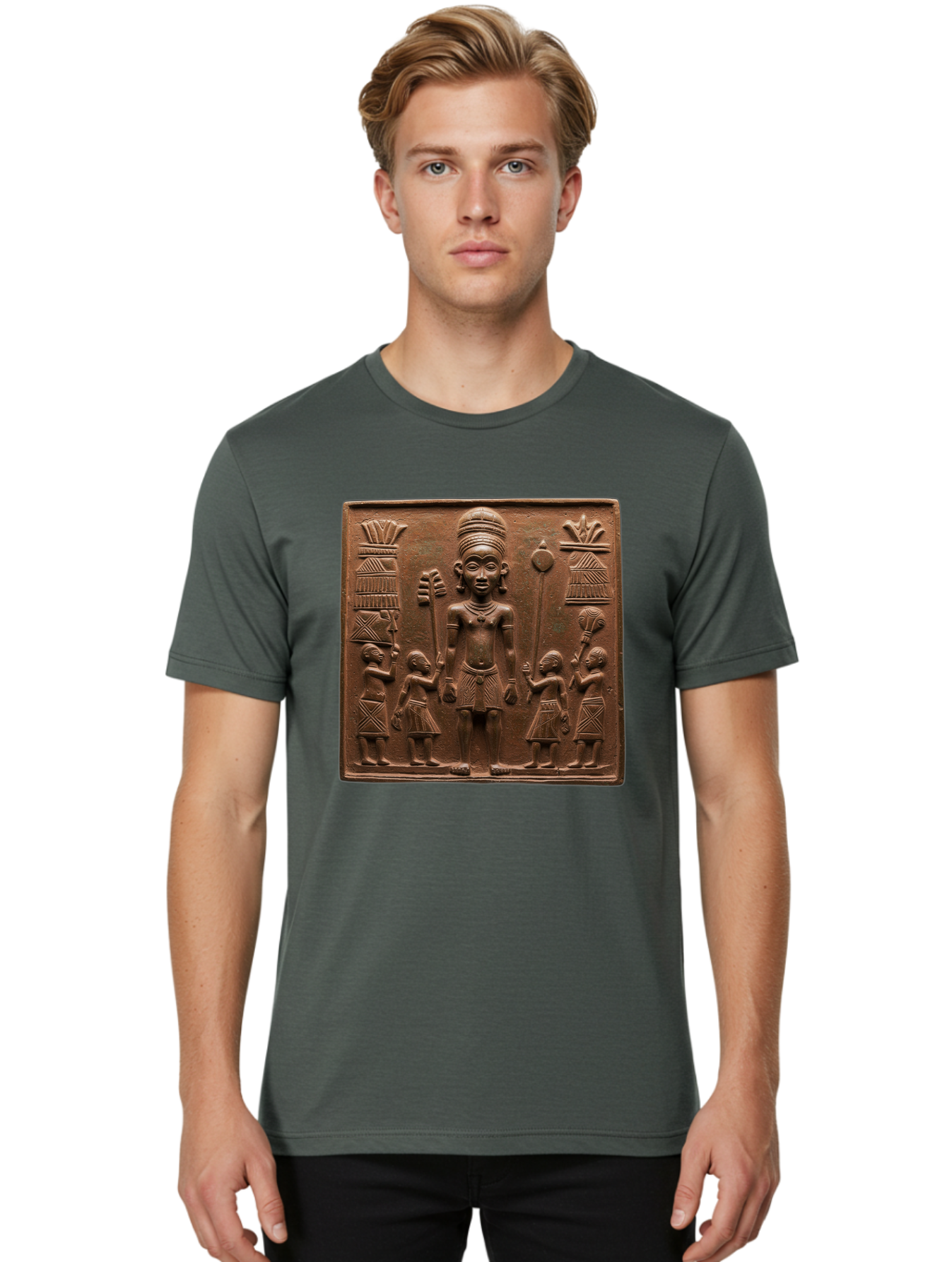 Benin-Bronze-Plaque Men'S Graphic Tee, 100% Cotton, Comfortable Casual Summer Wear, Machine Washable, Vintage Camera, Old Camera, Antique Camera, Black Camera, Classic Photography, Photography Equipment, Nostalgic Device, Film Camera, Bal795