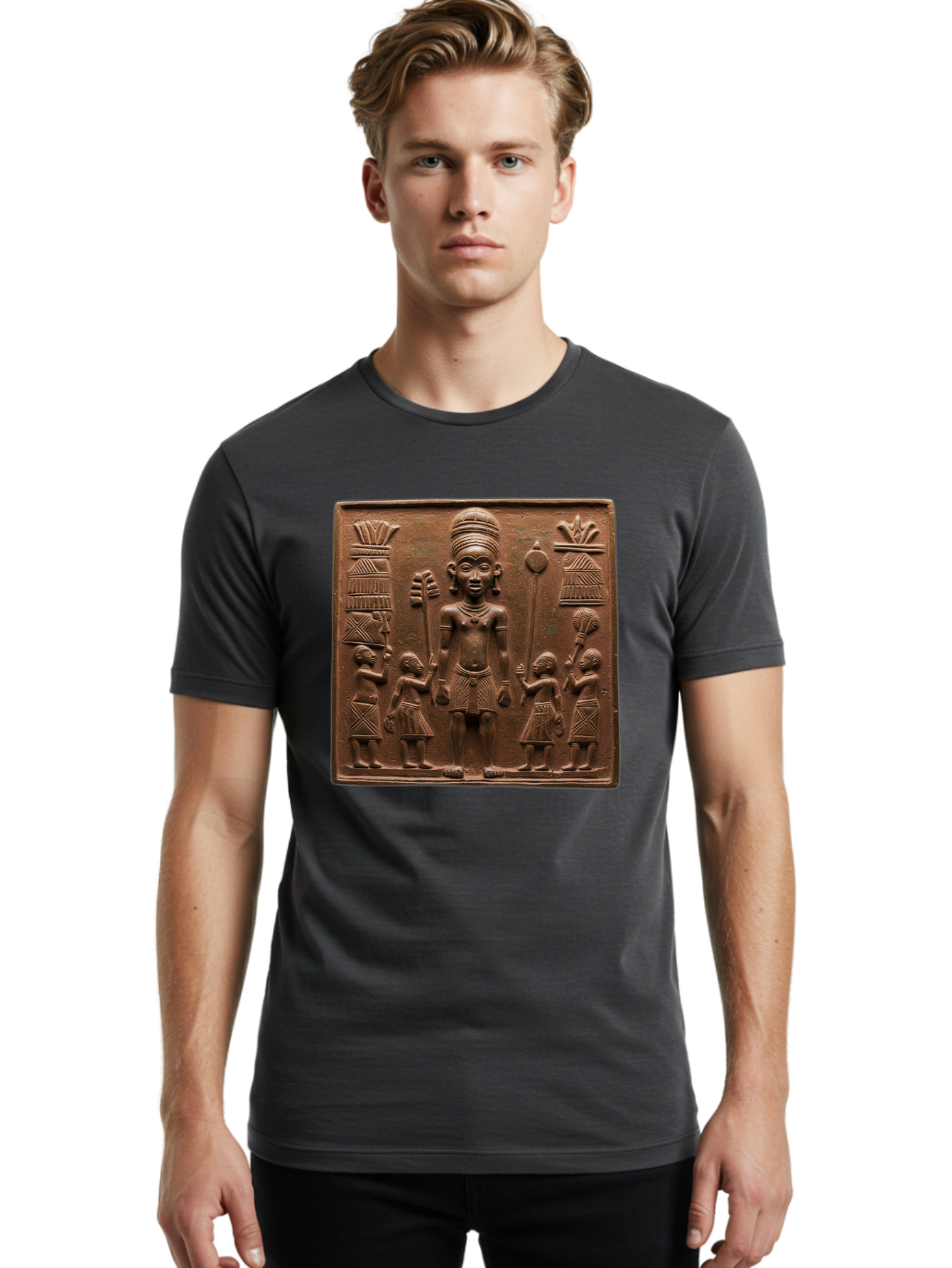 Benin-Bronze-Plaque Men'S Graphic Tee, 100% Cotton, Comfortable Casual Summer Wear, Machine Washable, Vintage Camera, Old Camera, Antique Camera, Black Camera, Classic Photography, Photography Equipment, Nostalgic Device, Film Camera, Bal795