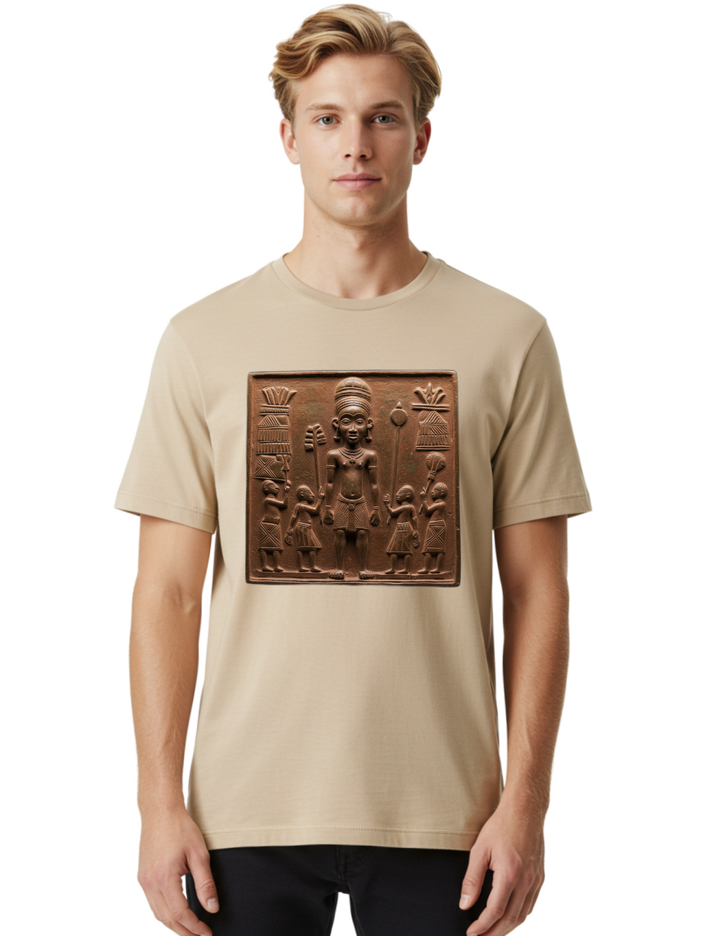 Benin-Bronze-Plaque Men'S Graphic Tee, 100% Cotton, Comfortable Casual Summer Wear, Machine Washable, Vintage Camera, Old Camera, Antique Camera, Black Camera, Classic Photography, Photography Equipment, Nostalgic Device, Film Camera, Bal795