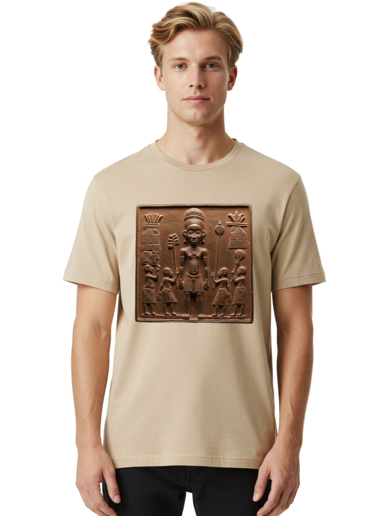 Benin-Bronze-Plaque Men'S Graphic Tee, 100% Cotton, Comfortable Casual Summer Wear, Machine Washable, Vintage Camera, Old Camera, Antique Camera, Black Camera, Classic Photography, Photography Equipment, Nostalgic Device, Film Camera, Bal795