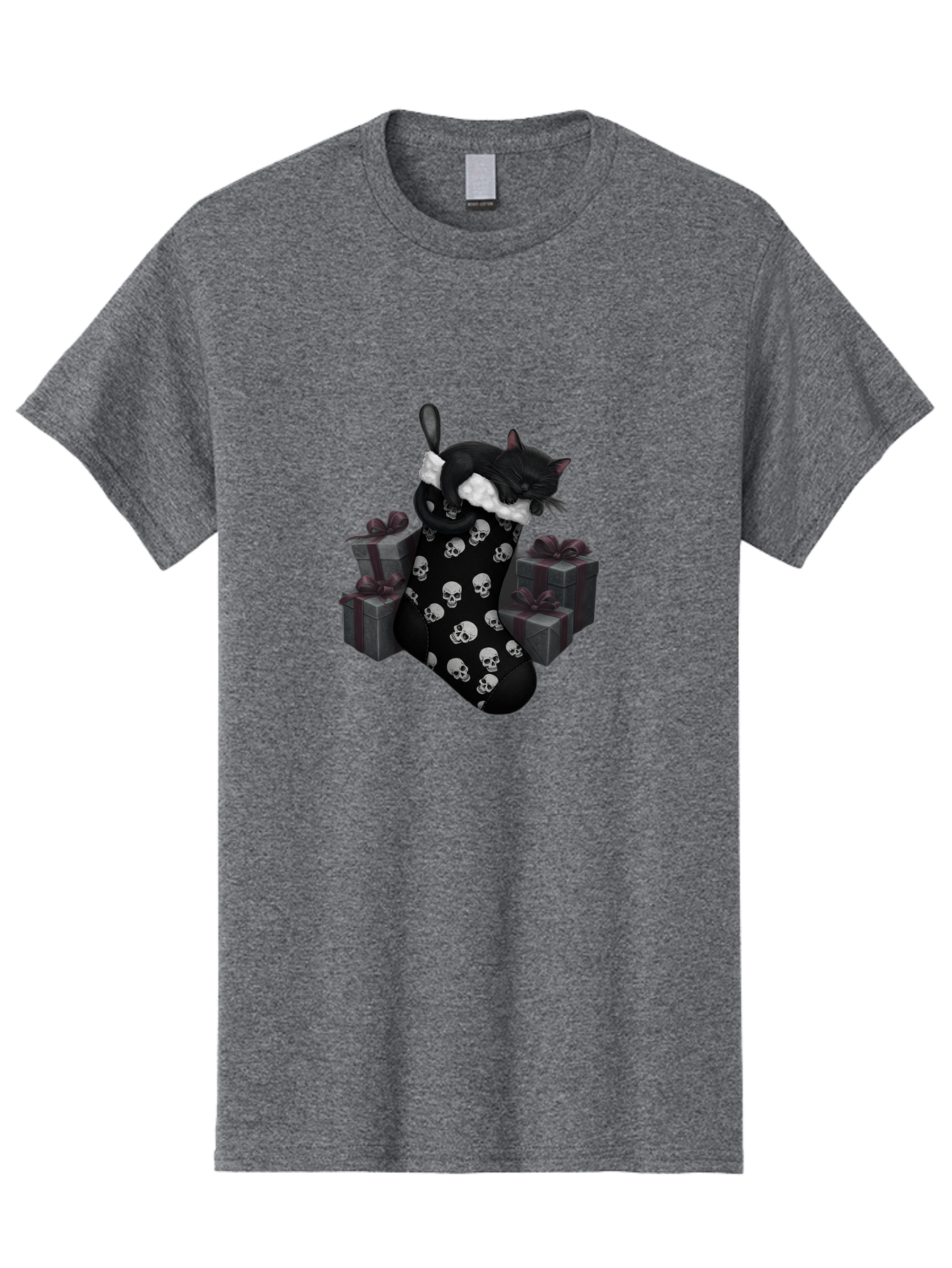 Black-Cat-In-Christmas-Stocking Men'S Graphic Tee, 100% Cotton, Comfortable Casual Summer Wear, Machine Washable, Vintage Camera, Old Camera, Antique Camera, Black Camera, Classic Photography, Photography Equipment, Nostalgic Device, Bal803