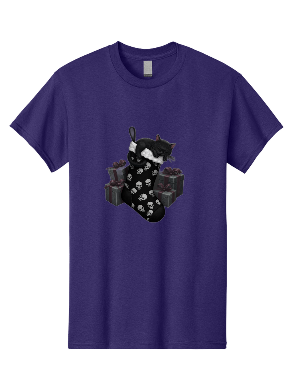 Black-Cat-In-Christmas-Stocking Men'S Graphic Tee, 100% Cotton, Comfortable Casual Summer Wear, Machine Washable, Vintage Camera, Old Camera, Antique Camera, Black Camera, Classic Photography, Photography Equipment, Nostalgic Device, Bal803