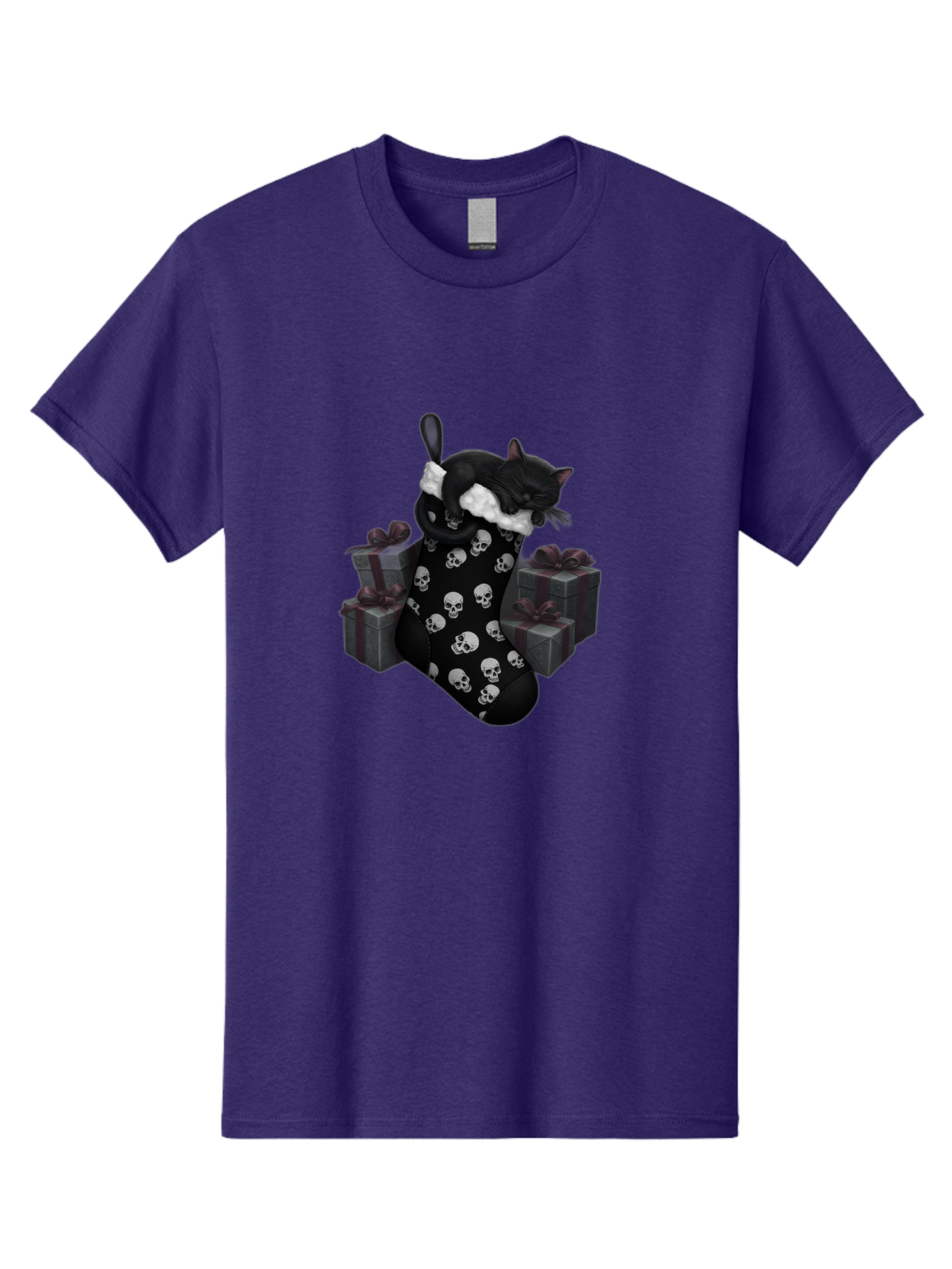 Black-Cat-In-Christmas-Stocking Men'S Graphic Tee, 100% Cotton, Comfortable Casual Summer Wear, Machine Washable, Vintage Camera, Old Camera, Antique Camera, Black Camera, Classic Photography, Photography Equipment, Nostalgic Device, Bal803